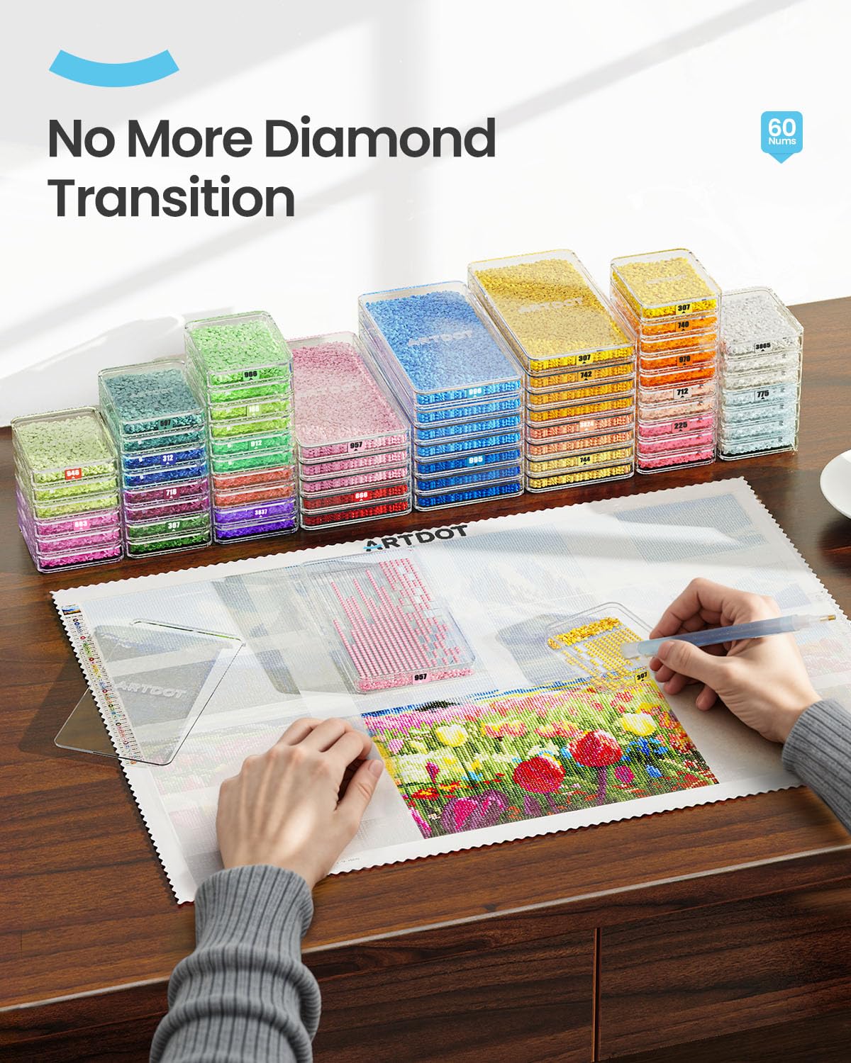 ARTDOT 60 PCS Stackable Diamond Painting Storage Trays for Adults with Lids, 2-in-1 Stackable Diamond Art Accessories and Bead Storage Organizers, Perfect for Peinture Diamant and Diamond Dots