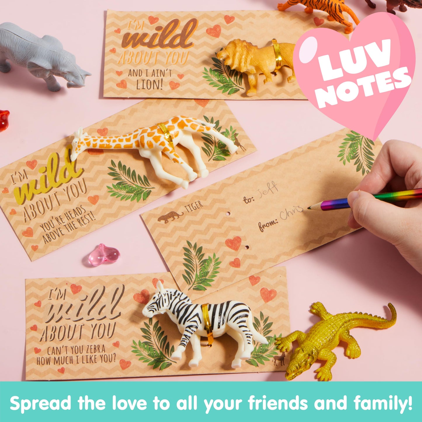 JOYIN 28Pack Valentines Day Cards with Zoo Animals Toys for Boys Girls Classroom Exchange