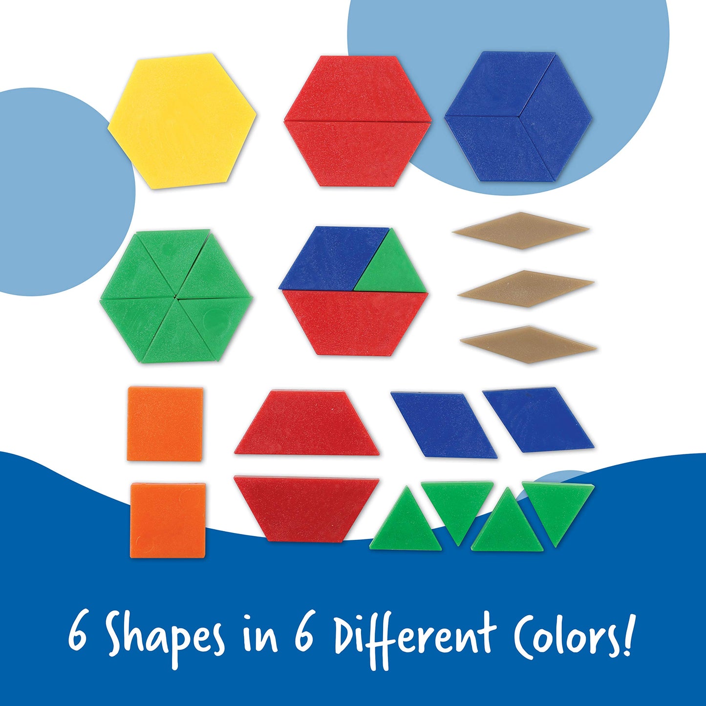 Learning Resources LER0134 Plastic Pattern Blocks, Shape Recognition, Early Math Skills, Set of 250, Ages 4+