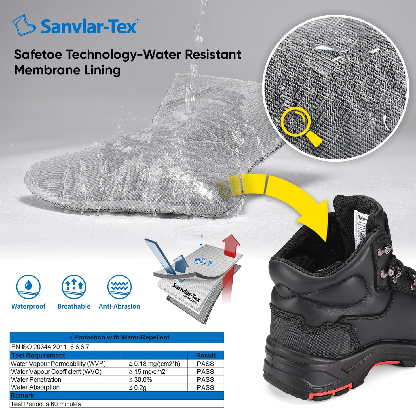 SAFETOE Safety Boots for Men Composite Toe Work Boots Lightweight Cow Leather Puncture Proof Slip On Work Boots Wide Fit(Size 13)