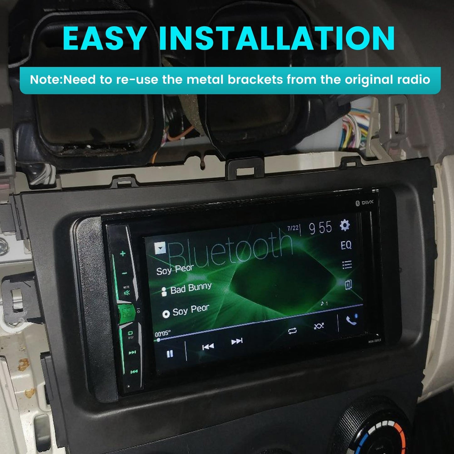 NuIth Double DIN Radio Installation Dash Kit W/Radio Wire Harness for 2009-2013 Toyota Corolla, Aftermarket Radio Dash Stereo Mounting Installation Trim Bezel Bracket Wire Kits