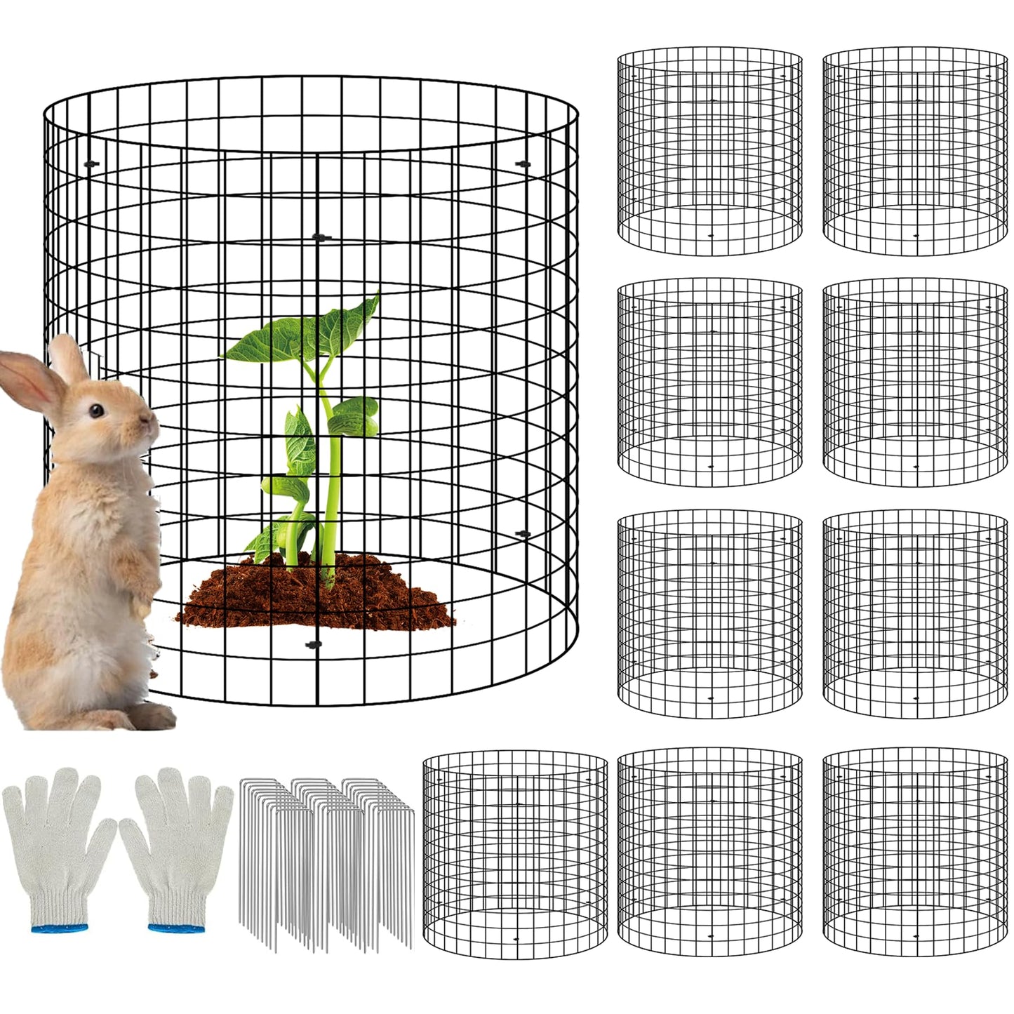 10 Set Garden Plant Protector from Animals with Ground Stakes 12.4" H X 16" D Metal Mesh Plant Cage Covers Sturdy Garden Rabbits Barricades Chicken Wire Cloche for Plants Shrubs Vegetables Flowers