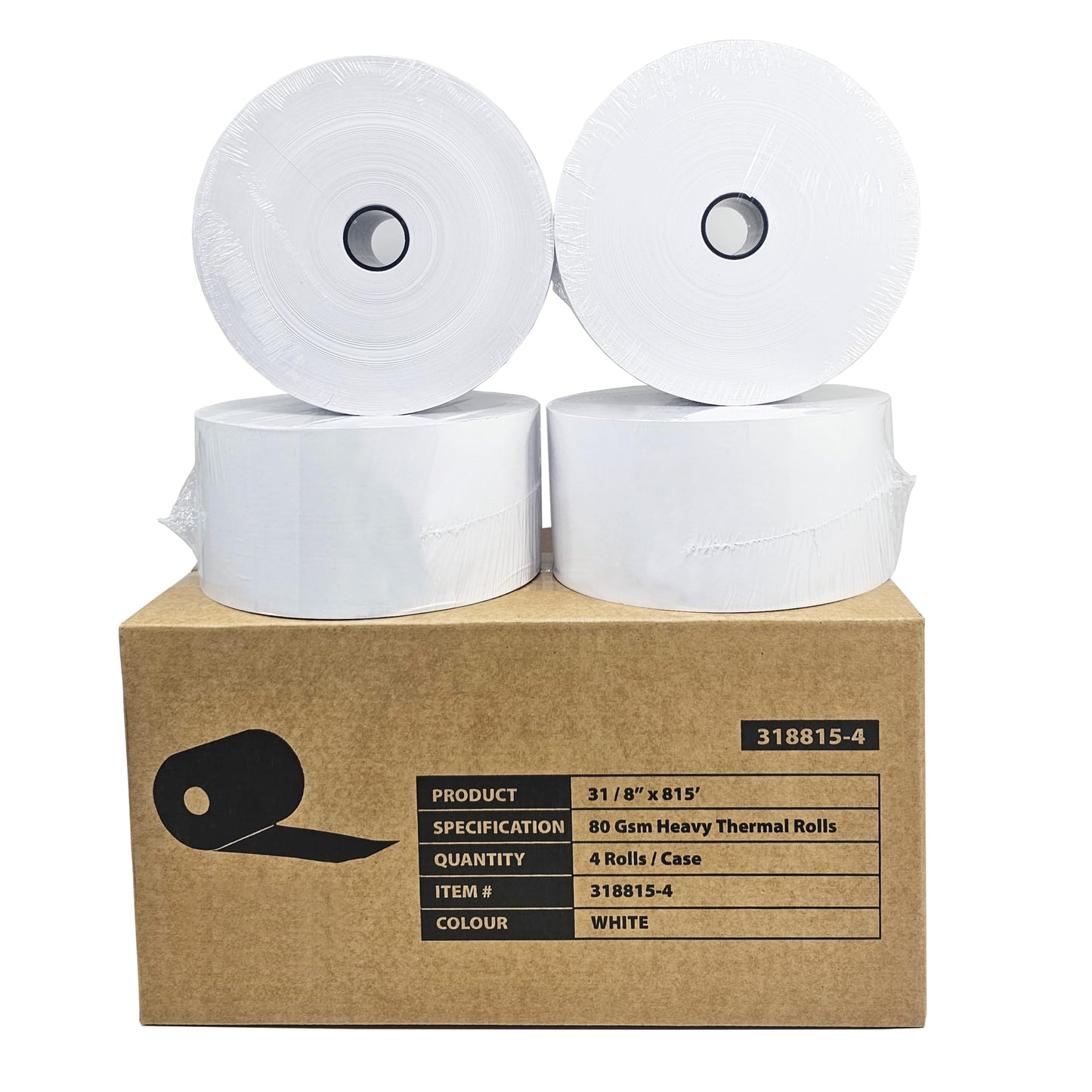 (4 Rolls - 1 Case) 3 1/8" x 815' Heavy Thermal Paper - Nautilus hyosung Halo - 80 GSM ATM Special Thermal Paper Rolls - BuyRegisterRolls