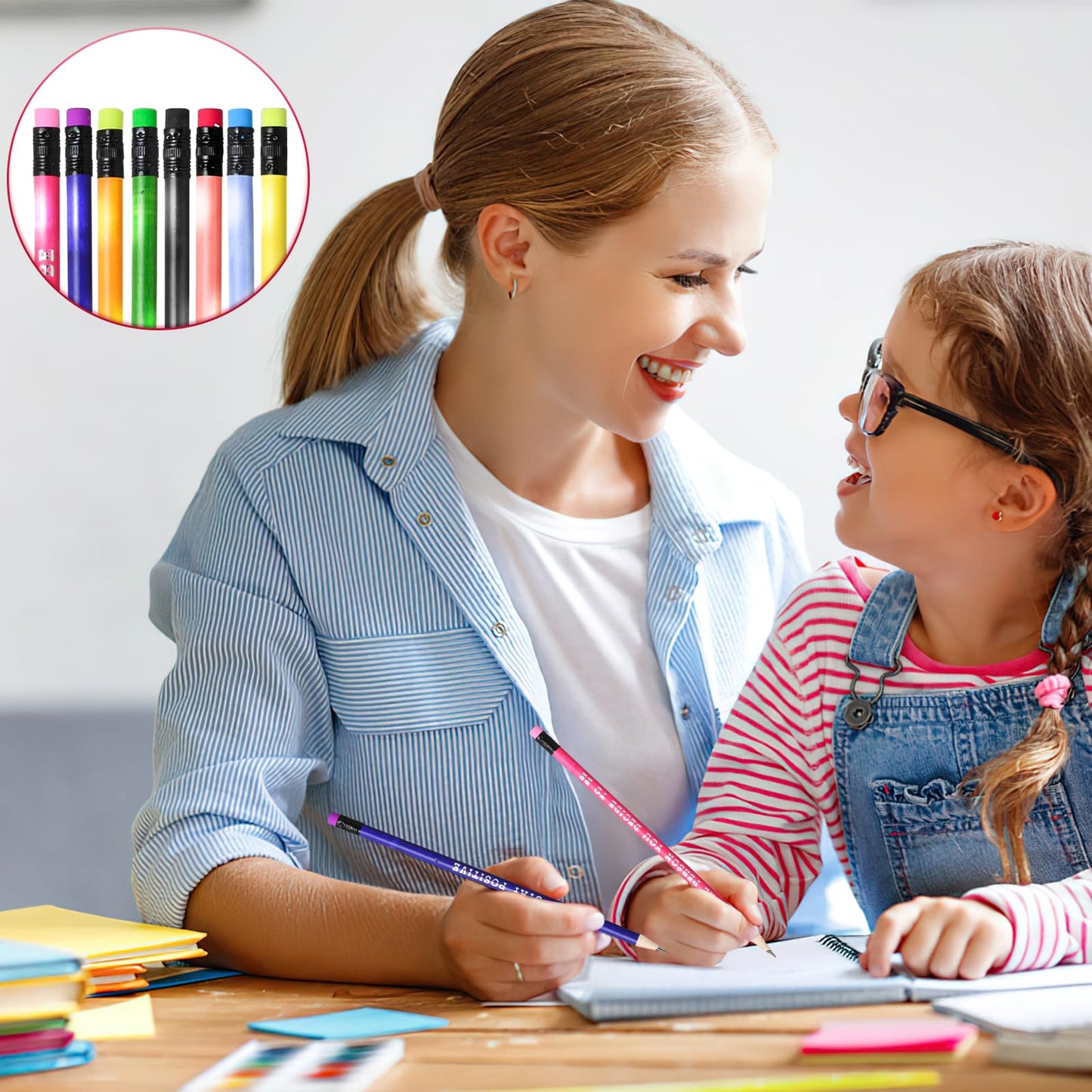 100 Pcs Inspirational Pencils Color Changing Mood Pencil Motivational Pencils with Motivational Sayings for Classroom, Colorful Pencils Mood Pencil HB Changing Pencil for Kids Classroom Student Reward