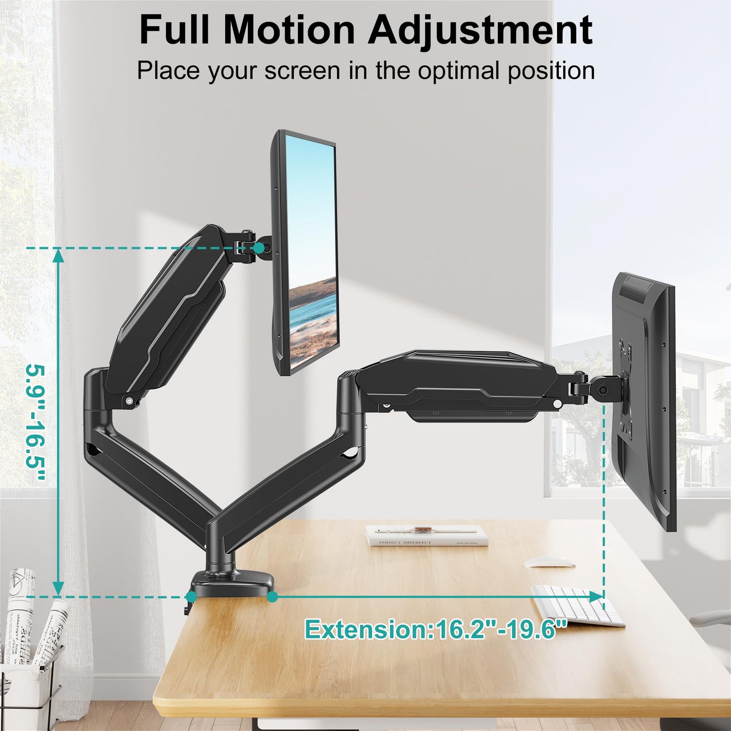 MOUNT PRO Single Monitor Mount,Articulating Spring Monitor Arm,Fits 13 to 32 Inch LCD Computer Monitors,Holds 17.6 lbs,Adjustable VESA Mount Desk Stand with Clamp,Grommet Base,VESA 75x75,100x100
