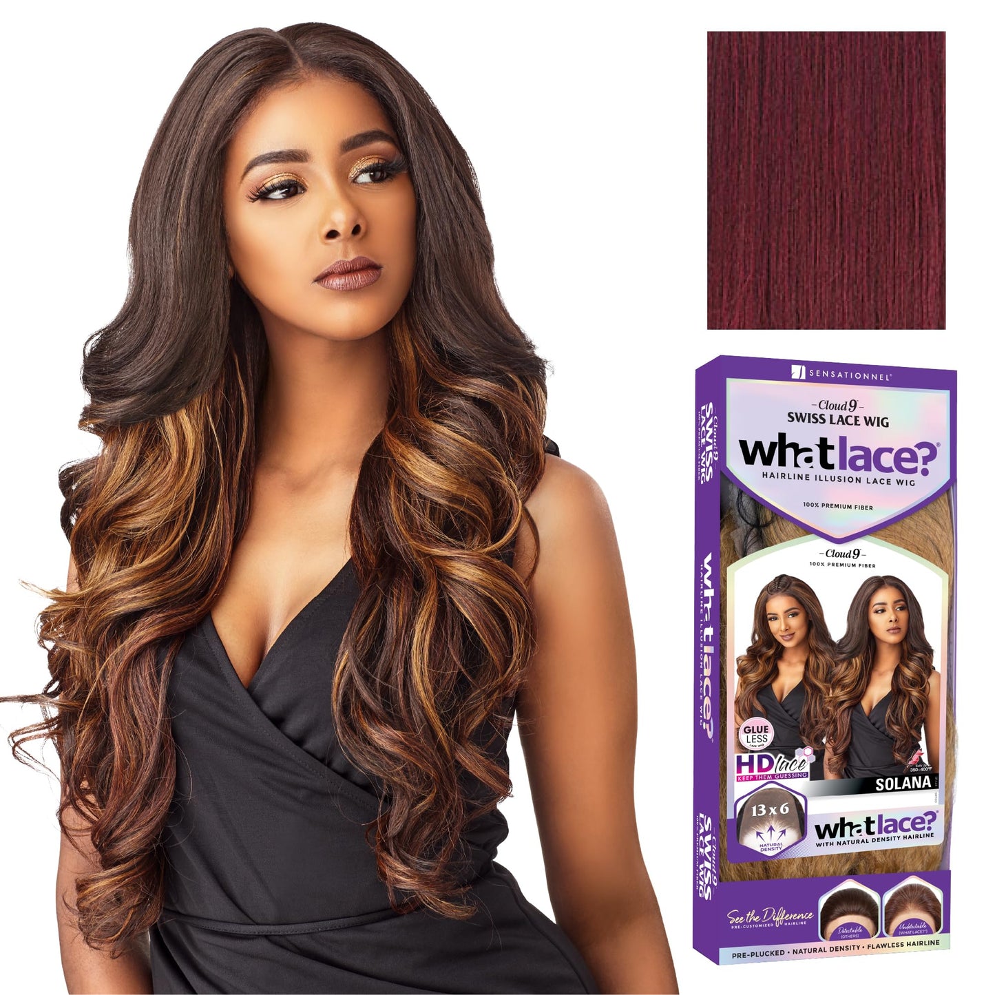 Sensationnel Synthetic Cloud 9 13x6 Swiss Lace Front Wig - SOLANA (BURGUNDY WINE)