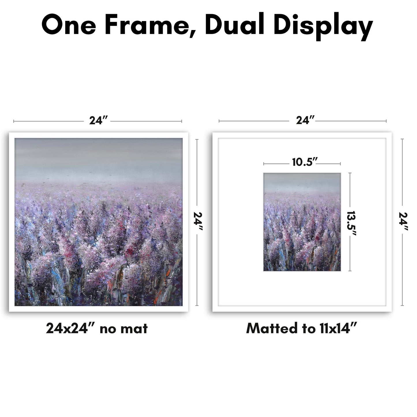 Americanflat 24x24 Picture Frame with Polished Plexiglass - Use as 11x14 Frame with Mat or Display 24x24 Photo Without Mat - Streamline Collection - Thin Border Square Frames for Wall Display - White