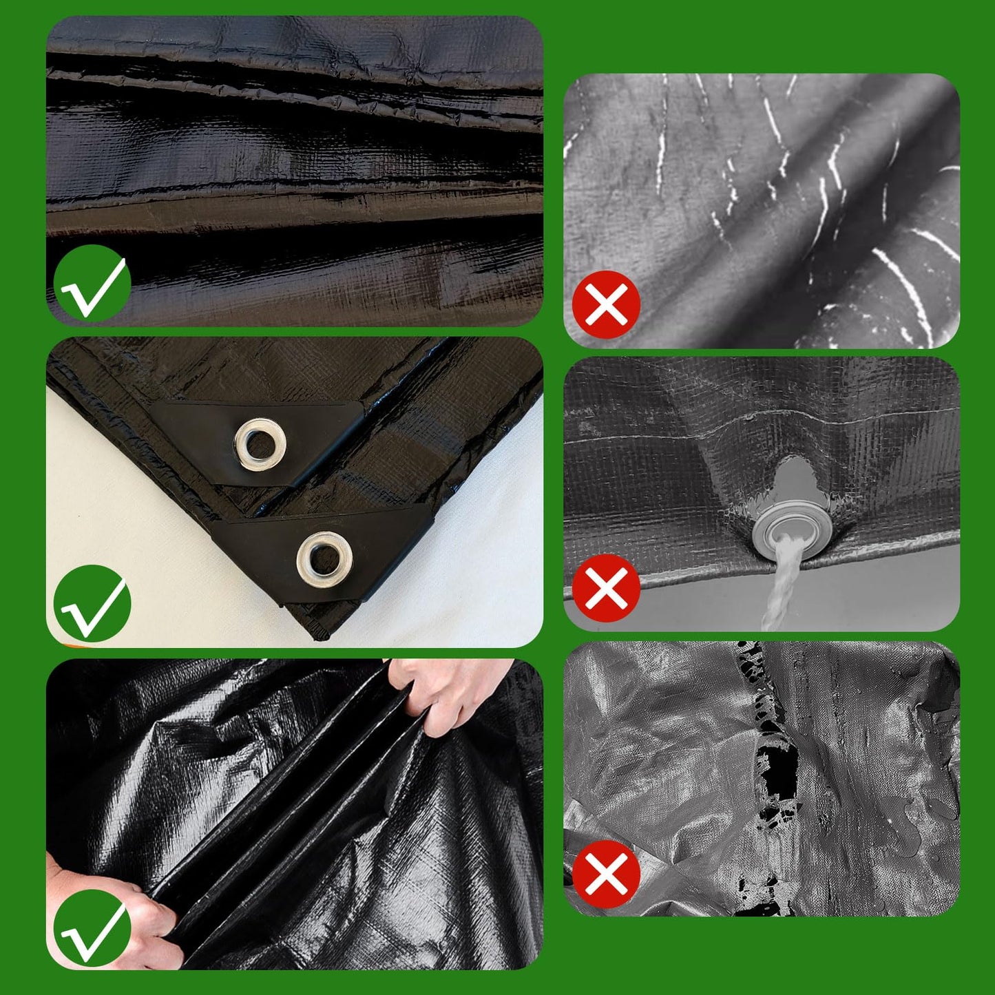 Black Tarps-180g/㎡ Heavy Duty Waterproof Tarpaulin,Lightweight,Durable,Waterproof, Outdoor Waterproof Tarps for Camping Pool,Cars,Garden(10×12FT)