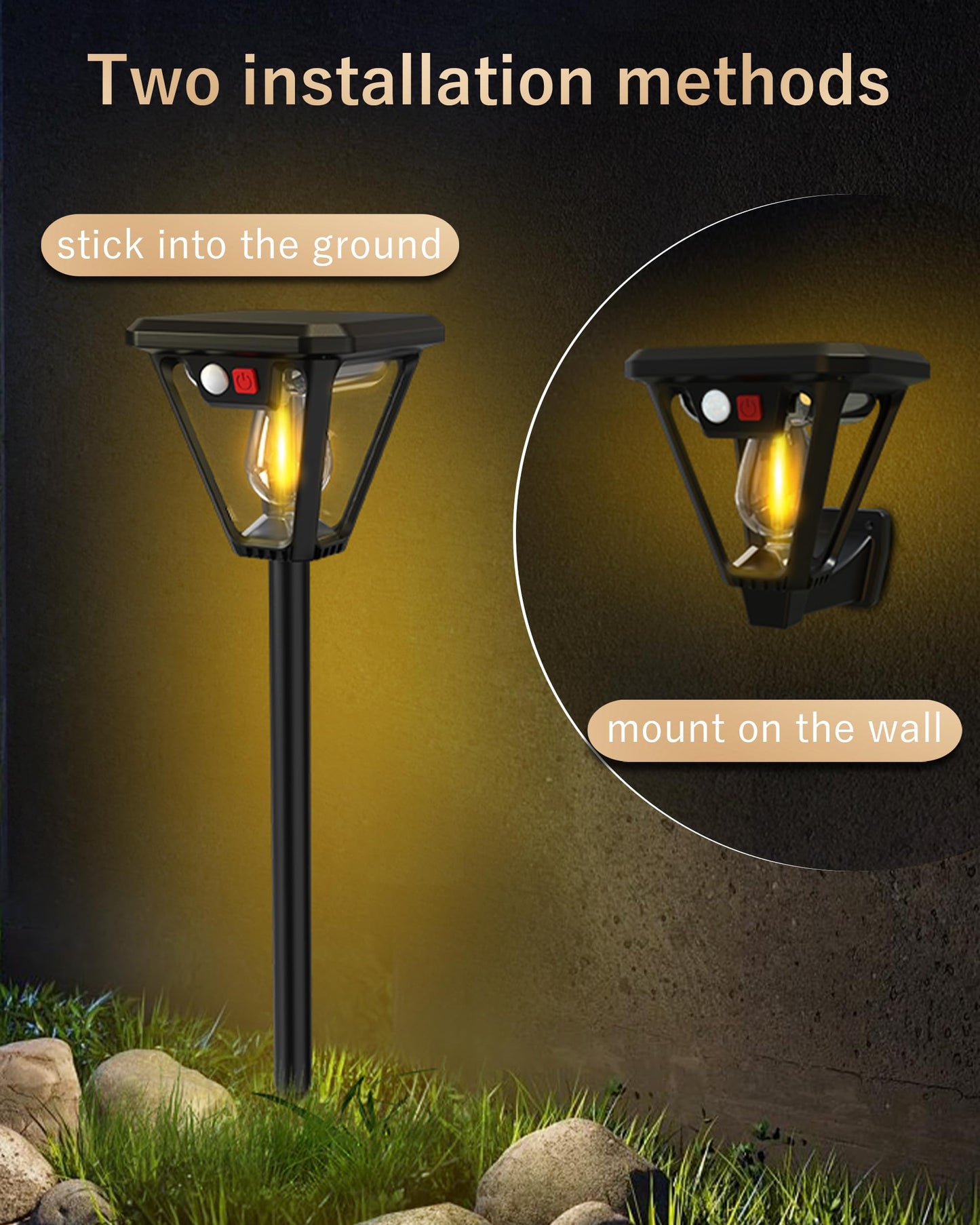 Solar Lights Outdoor Waterproof 4Pack with Motion Sensor，Solar Pathway Lights Decorative Solar Garden Lights Landscape Lighting for Yard, Walkway, Driveway