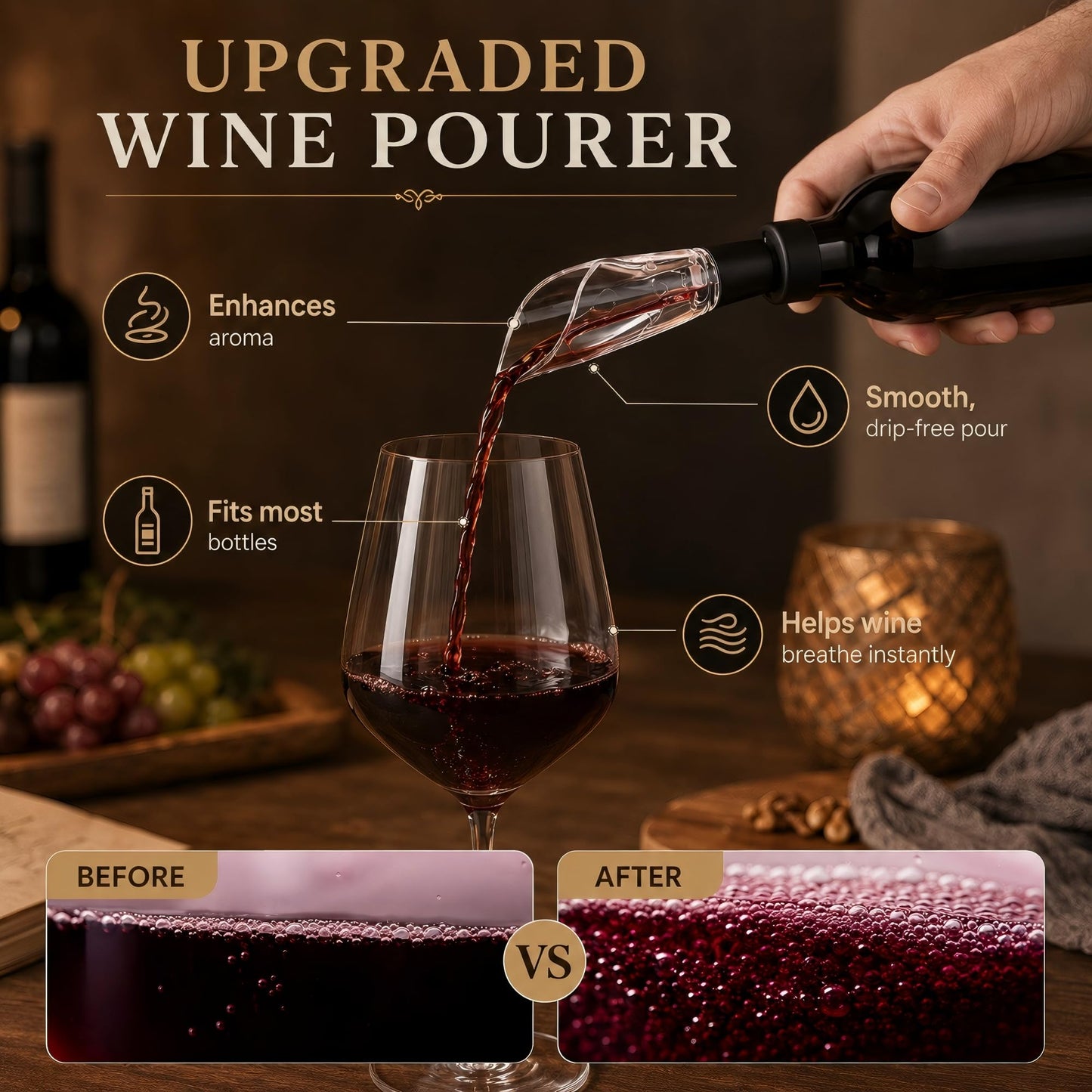 4-in-1 Electric Wine Opener Set – Rechargeable Automatic Corkscrew, Foil Cutter, Aerator & Vacuum Stopper, Wine Accessories Gift Set for Dad, Father’s Day Gifts for Men, Husband, Wine Lovers