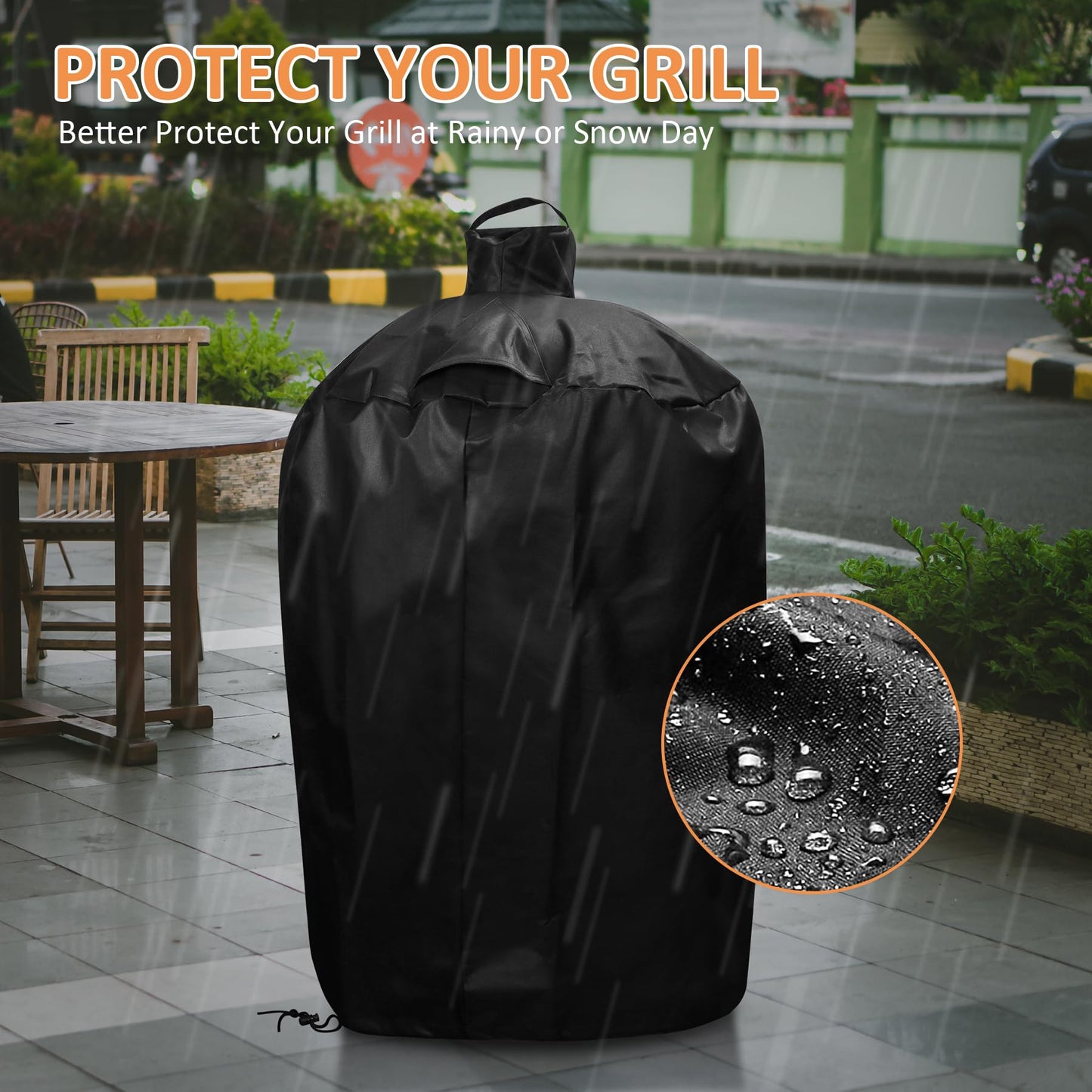 Waterproof Cover for Large Big Green Egg, Ceramic Grill Cover Outdoor Grill Cover, Weather Resistant BBQ Grill Accessories, Anti-Fade Fabric