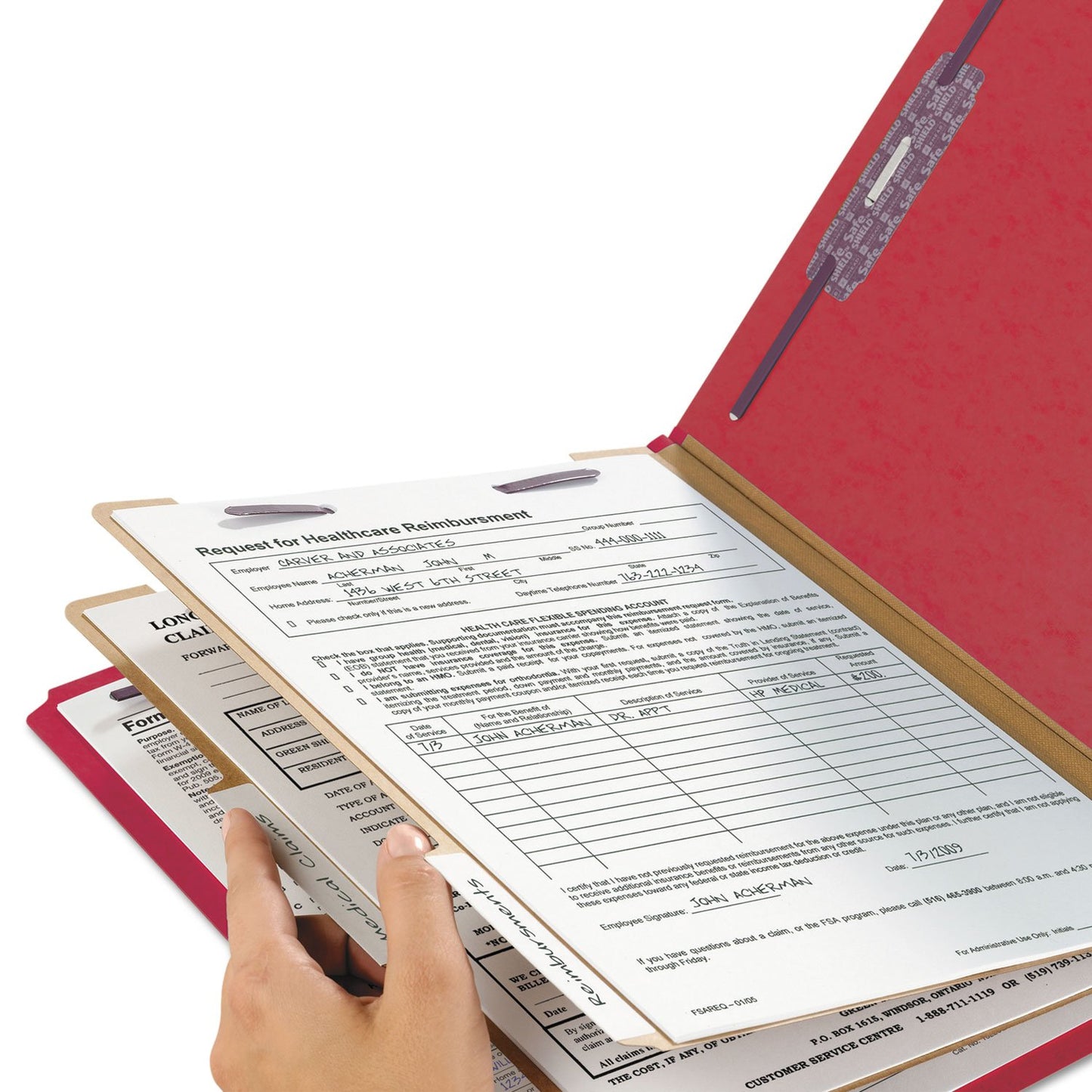 Smead Pressboard Classification Folders, Six-Section, Letter, Bright Red, 10 Per Box (14031)