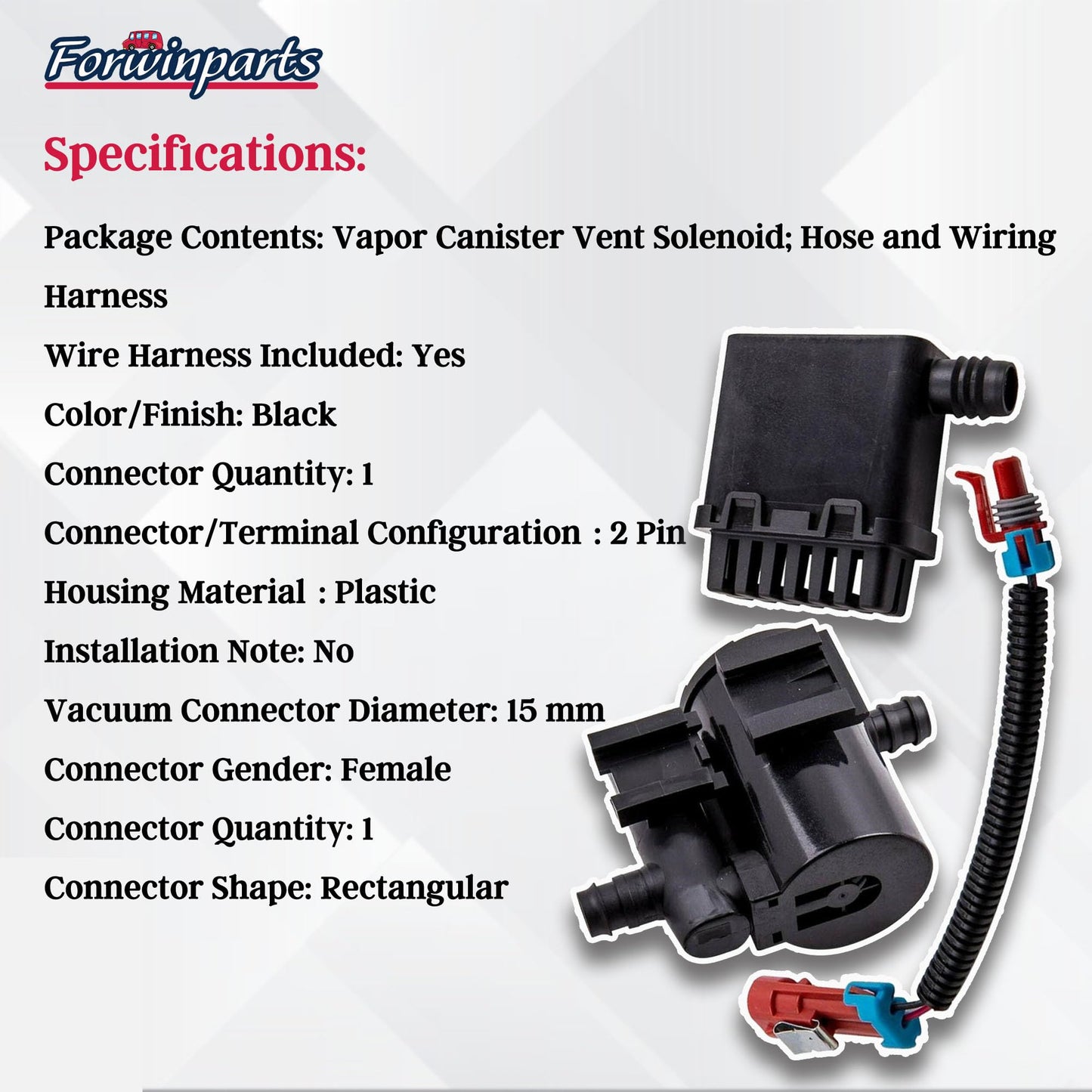 Forwinparts Evap Canister Vent Solenoid Valve Assembly P0449 for 2004-2010 Chevy Silverado GMC Sierra 1500 2500 3500 HD Classic Vapor Canister Vent Solenoid 19207763 911-237 10357992 CVS34