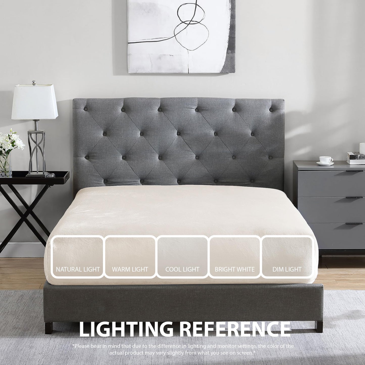 Cathay Home Ultra Soft Flannel Plush Fur Fitted Sheet, 1 Piece, Thick & Cozy Bed Sheet, Deep Pocket Fit, All Season Warmth, Wrinkle Resistant, Easy Care Bedding (King Size, Cream)