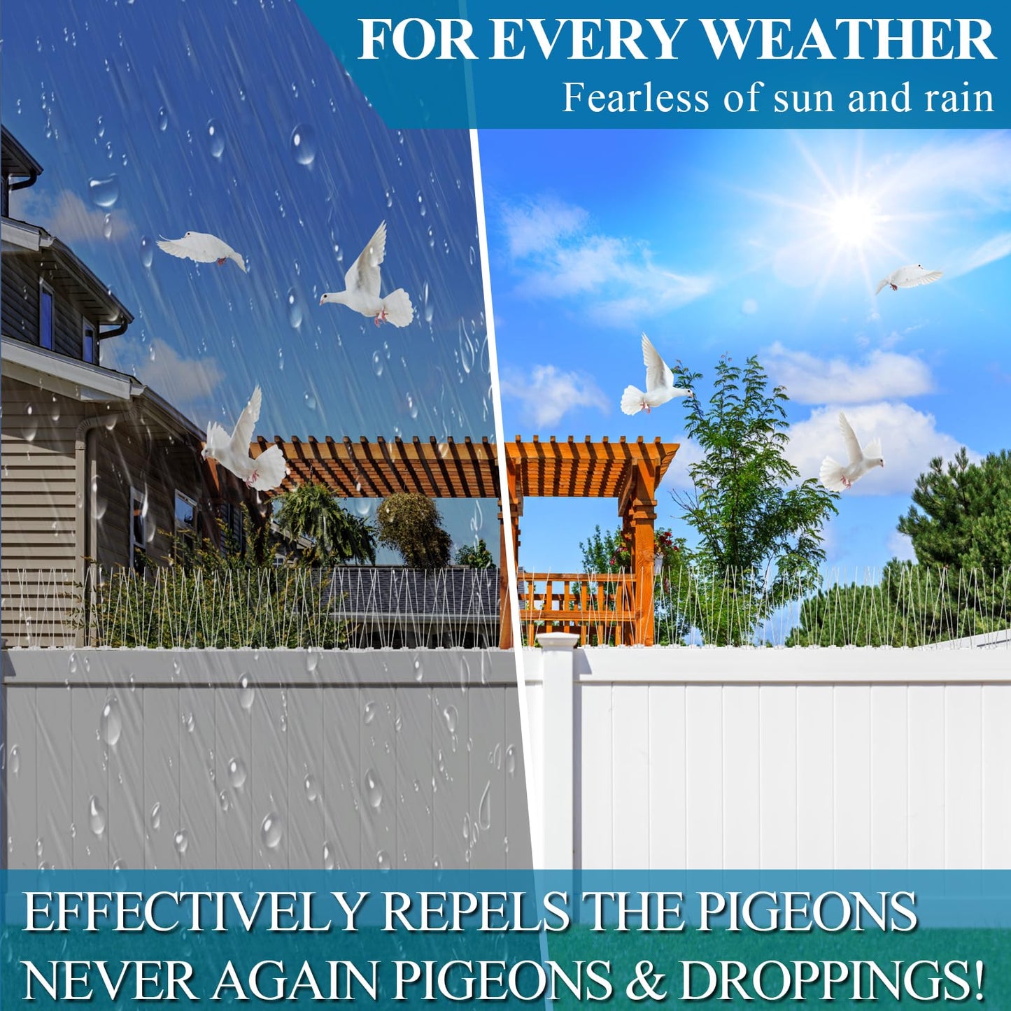 18 Feet Humane Upgrade Bird Spikes, 22Packs Bird Barrier Repellent Spikes Fence Kit (5.5M), Pigeon Bird Defense System Spikes Stainless Steel, Bird Deterrent Device, Against Nesting & Bird Droppings