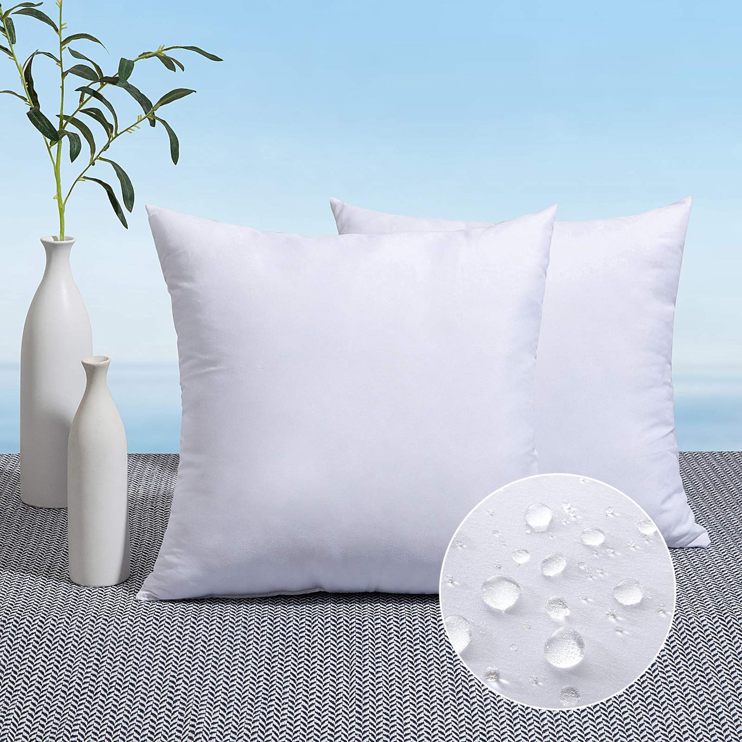 MIULEE Pack of 2 Pillow Insert 18x18 Inches Outdoor Waterproof Throw Pillow Insert Premium Hypoallergenic Stuffer Sham Square for Bed Couch Sofa Cushion Patio Furniture