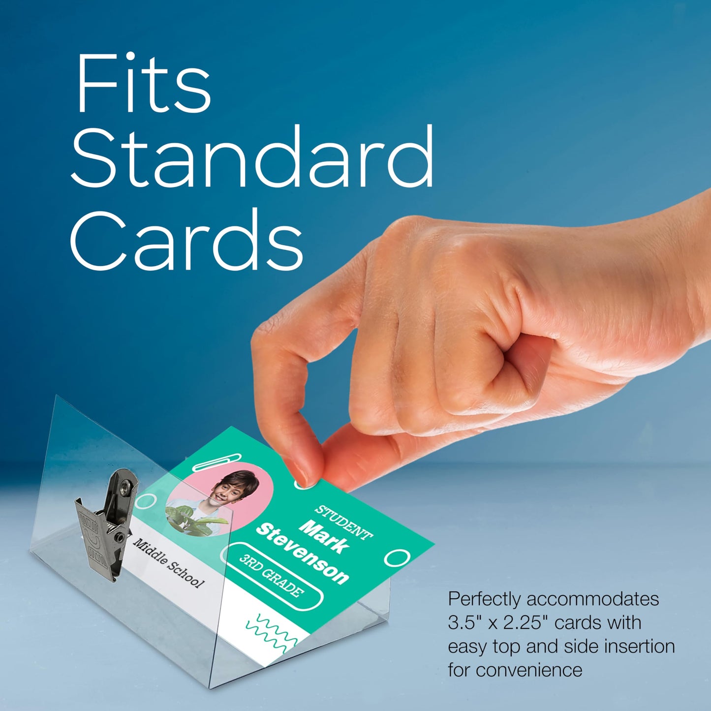 Merangue ID Badge Holder, Versatile ID Card Holder with Clip, PVC-Free Plastic Name Tag Holder with Paper Inserts, Fits 3.5” x 2.25” Cards, Pack of 100, Clear