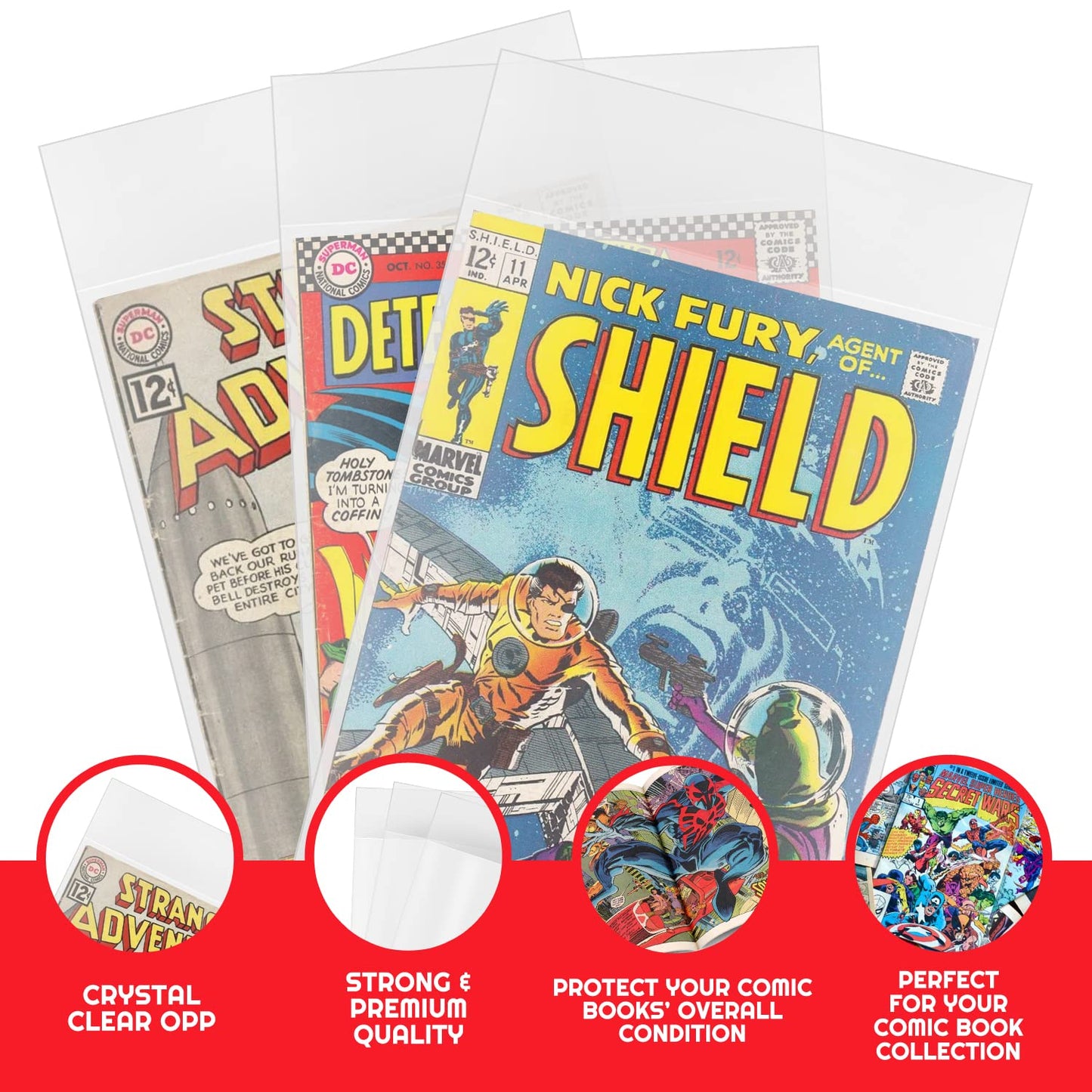 Comic Book Bags and Boards - Silver Age Comic Book Storage with 24 Pt Comic Backing Board for Comic Book kit - Thick Bulk Retail Bags for Spider Man, X Men, etc (Pack of 100 Each) by EVORETRO