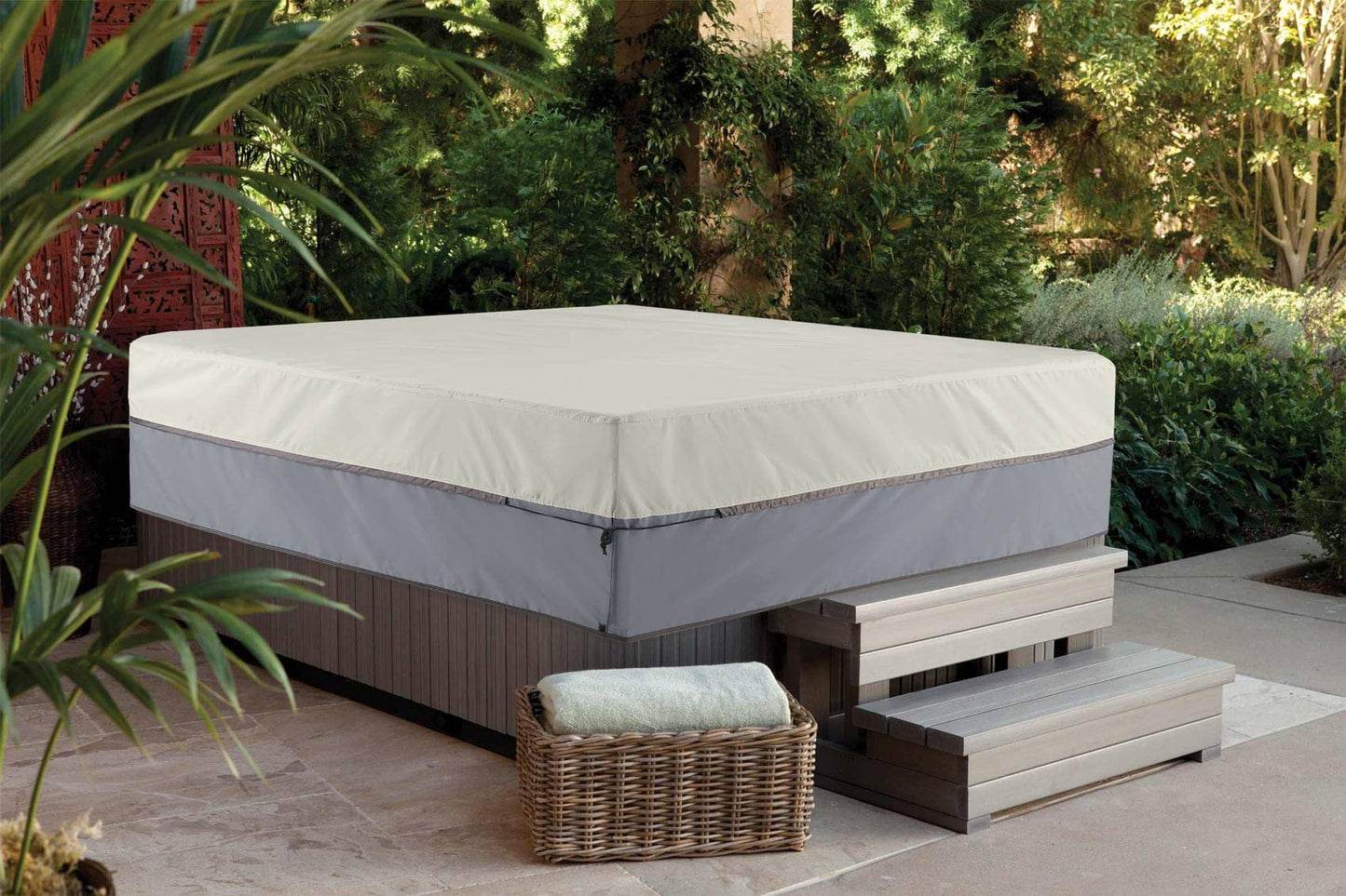 STEECA Waterproof Hot Tub Cover Outdoor Square SPA Hard Cover Protector 85 x 85 x 20H inch