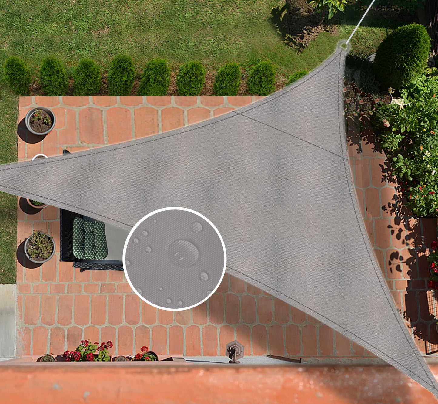 Insun 95% Sunscreen Anti UV Water Resistance Oxford Cloth Triangle Sun Shade Sail Awning Shade for Outdoor Garden Patio Party Grey 13'x13'x13'