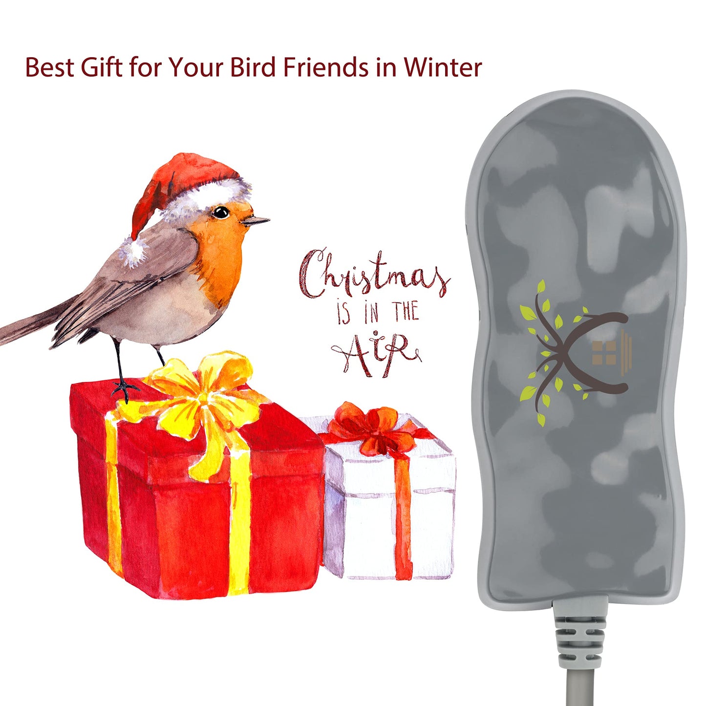 GESAIL Birdbath Deicer, Waterproof Birdbath Heater for Outdoor in Winter with Thermostatically Controlled, Constructed of Cast Aluminum Immersion Deicer for Garden Patio Yard and Lawn, 50 Watt, Grey