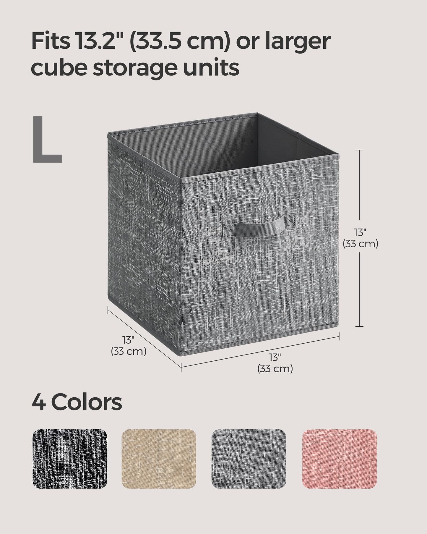 SONGMICS Storage Cubes, 33 x 33 x 33 cm Non-Woven Fabric Bins with Double Handles, Set of 8, Closet Organizers for Shelves, Foldable, for Clothes, Cattail Gray UROB833G01