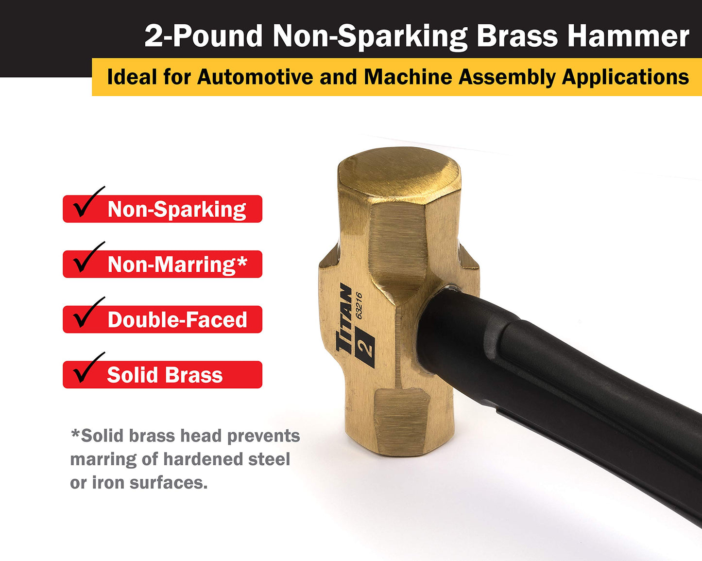 Titan Tools TIT63216 63216 2Lb Brass Non-Sparking Hammer