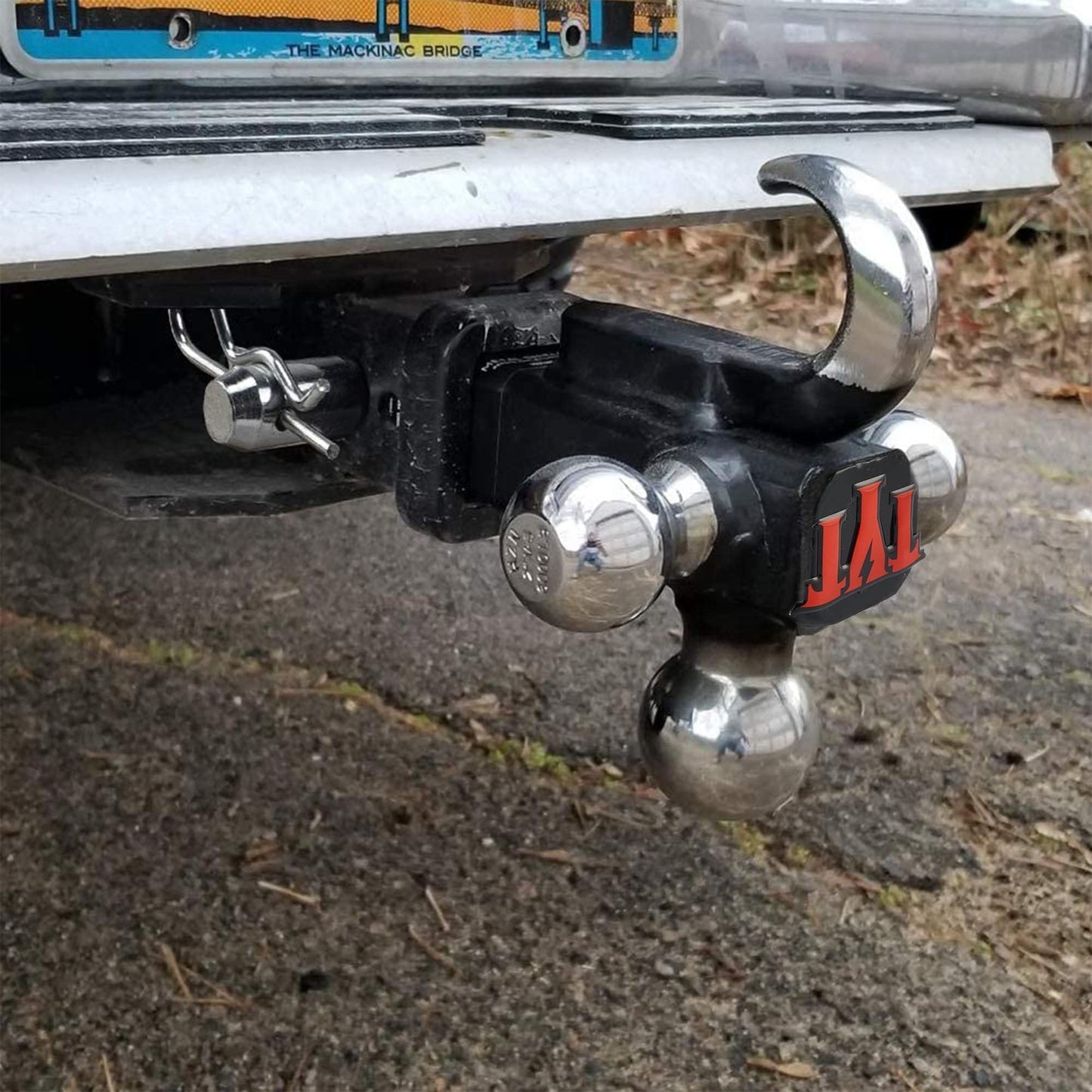 TYT Trailer Hitch Tri Ball Mount with Tow Hook,Fits 2 inch Receiver,Triple Balls (1-7/8", 2", 2-5/16"),10,000 lbs GTW,1,000 lbs TW,with Hitch pin