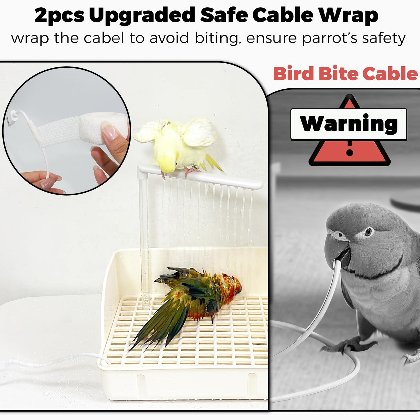 Jevnd Automatic Parakeet Bird Bath with Pump, Large Bird Shower Fountain Indoor Bathtub with Running Water, Parrot Bath Tub Faucet for Pet Birds, Cockatiel, African Grey, Budgie, Conure, Lovebird