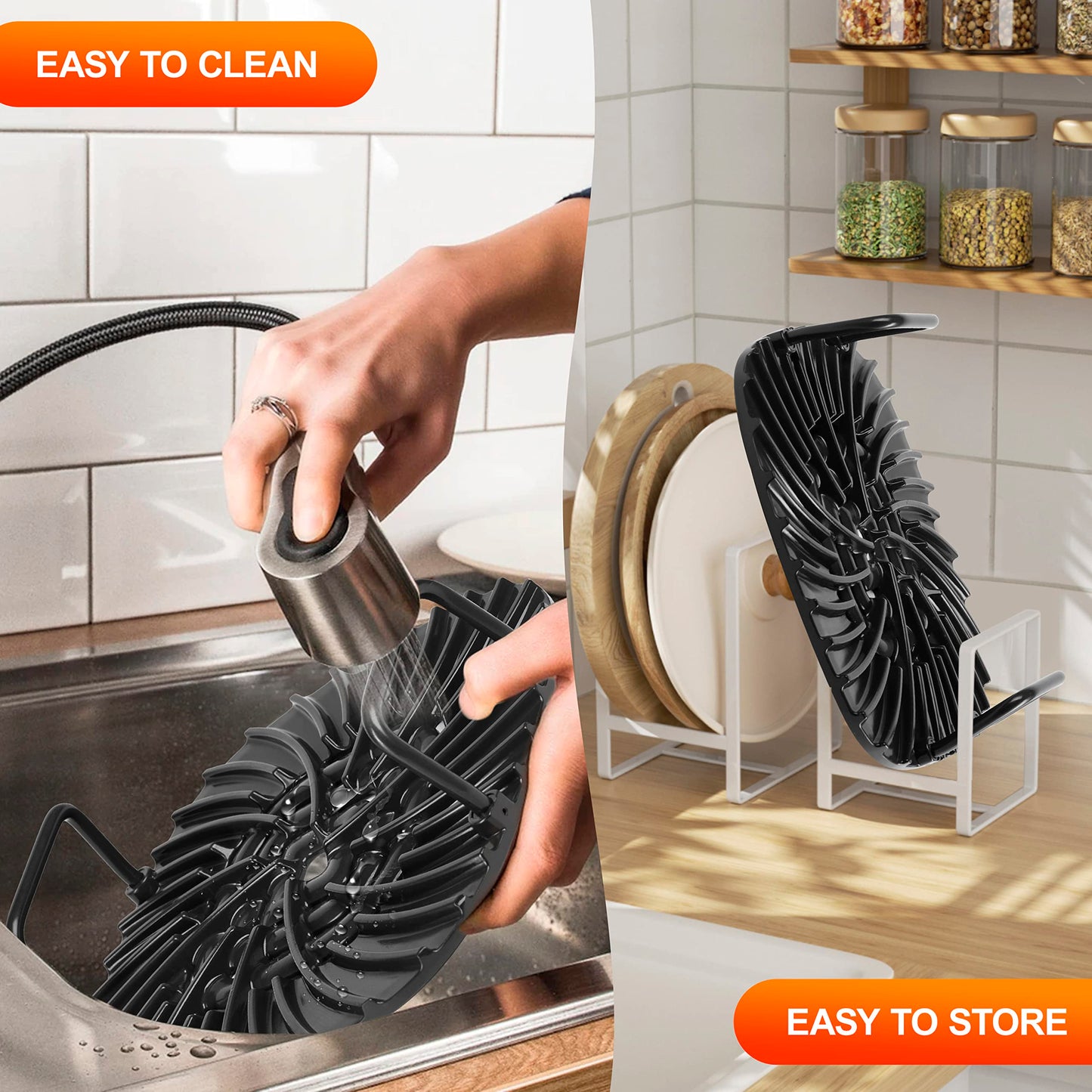 Ceramic Coated Cast Aluminum Grill Griddle Compatible With Ninja Foodi Indoor Grill AG300 and AG400 Series - Non Stick Griddle Grill Grates Replacement – Premium Ceramic Air Fryer Grill with Handles