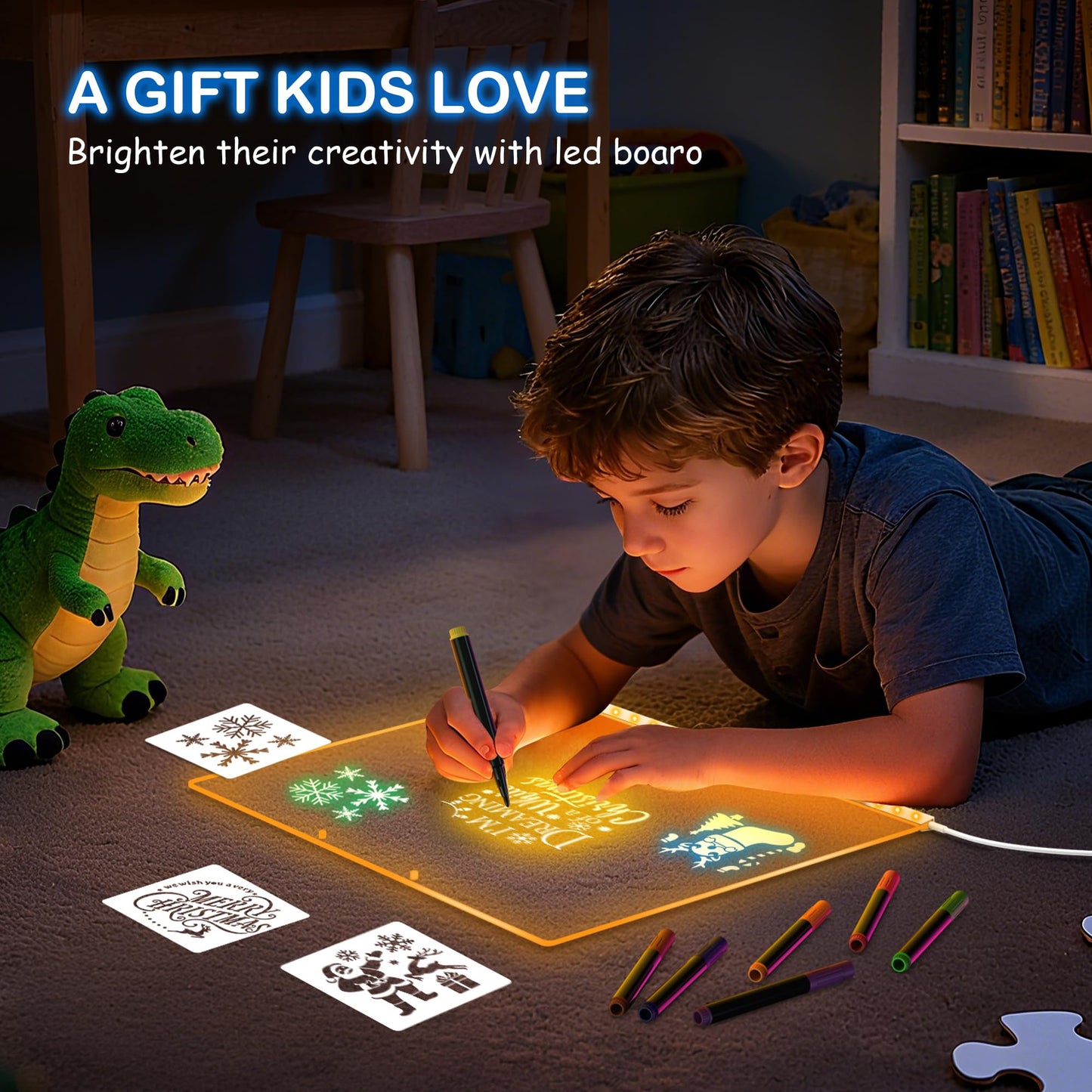 LED Drawing Board, Easter Gifts for Kids, 17" Light Up Reusable Glow in The Dark Drawing Tablet with 7 Colors, Erasable & No Mess Art Toy for Ages 3-12+, Best Birthday Gift for Girls Boys (2026 New)