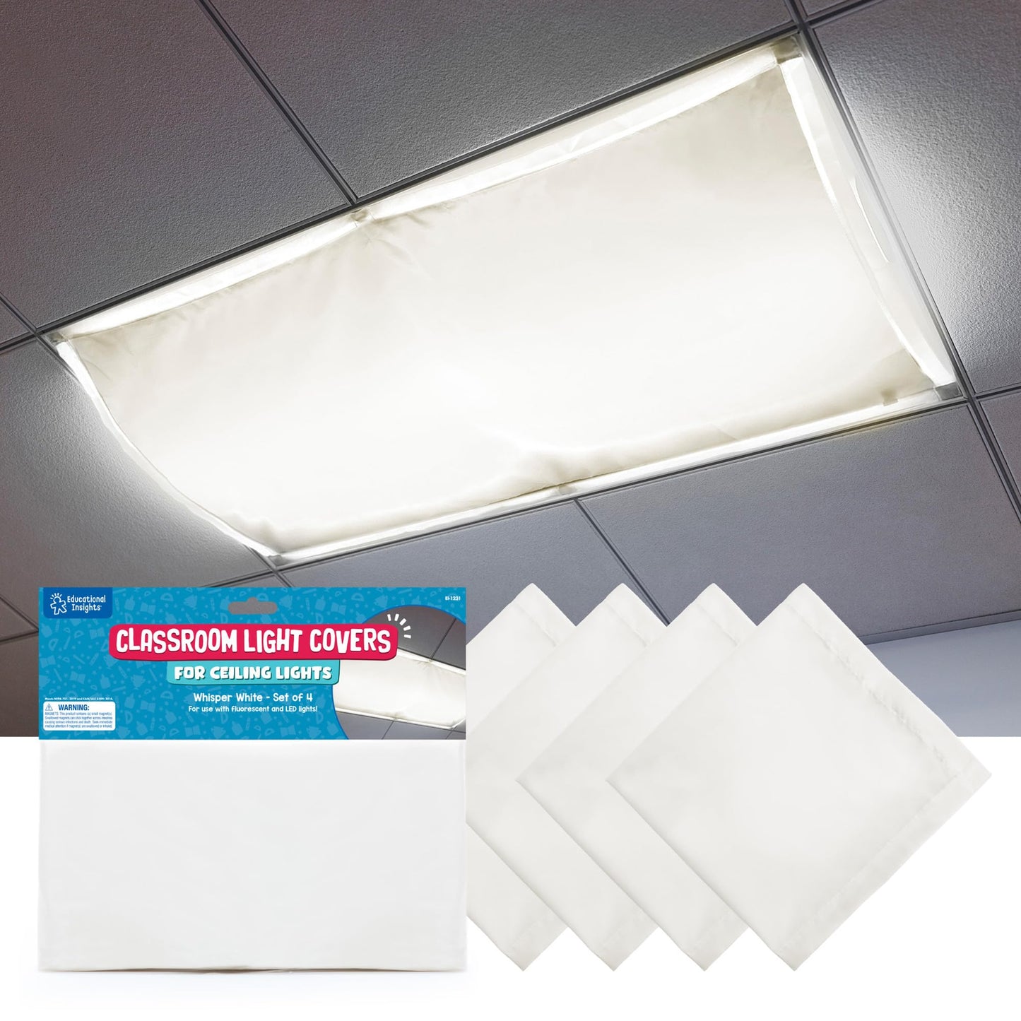 Educational Insights 1231 Classroom Light Filters-Whisper, White, Set of 4