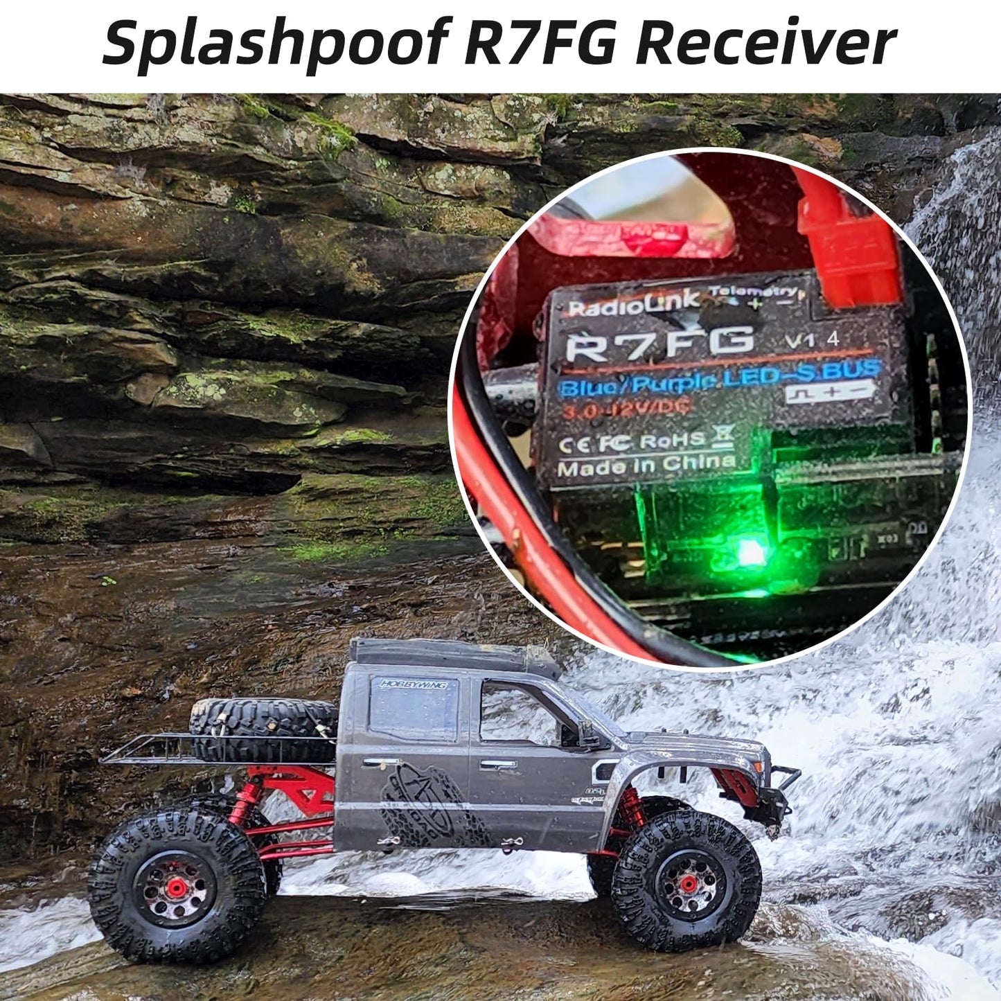 Radiolink RC6GS V3 7 Channels 2.4Ghz RC Transmitter and Receiver R7FG, Gyro Voltage Telemetry Waterproof RX, 30 Models Storage Surface Radio Remote Controller for RC Crawler, Boat, Drifting Car