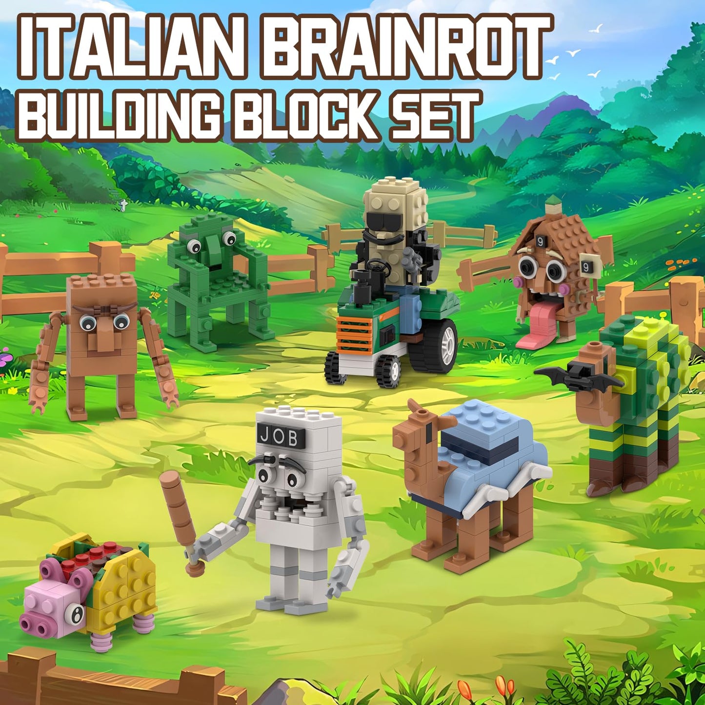 Myth Qholve Italian Brain Rot Unique Cartoon Characters Building Blocks 8 in 1 Educational & Entertaining Gift Idea for Adults