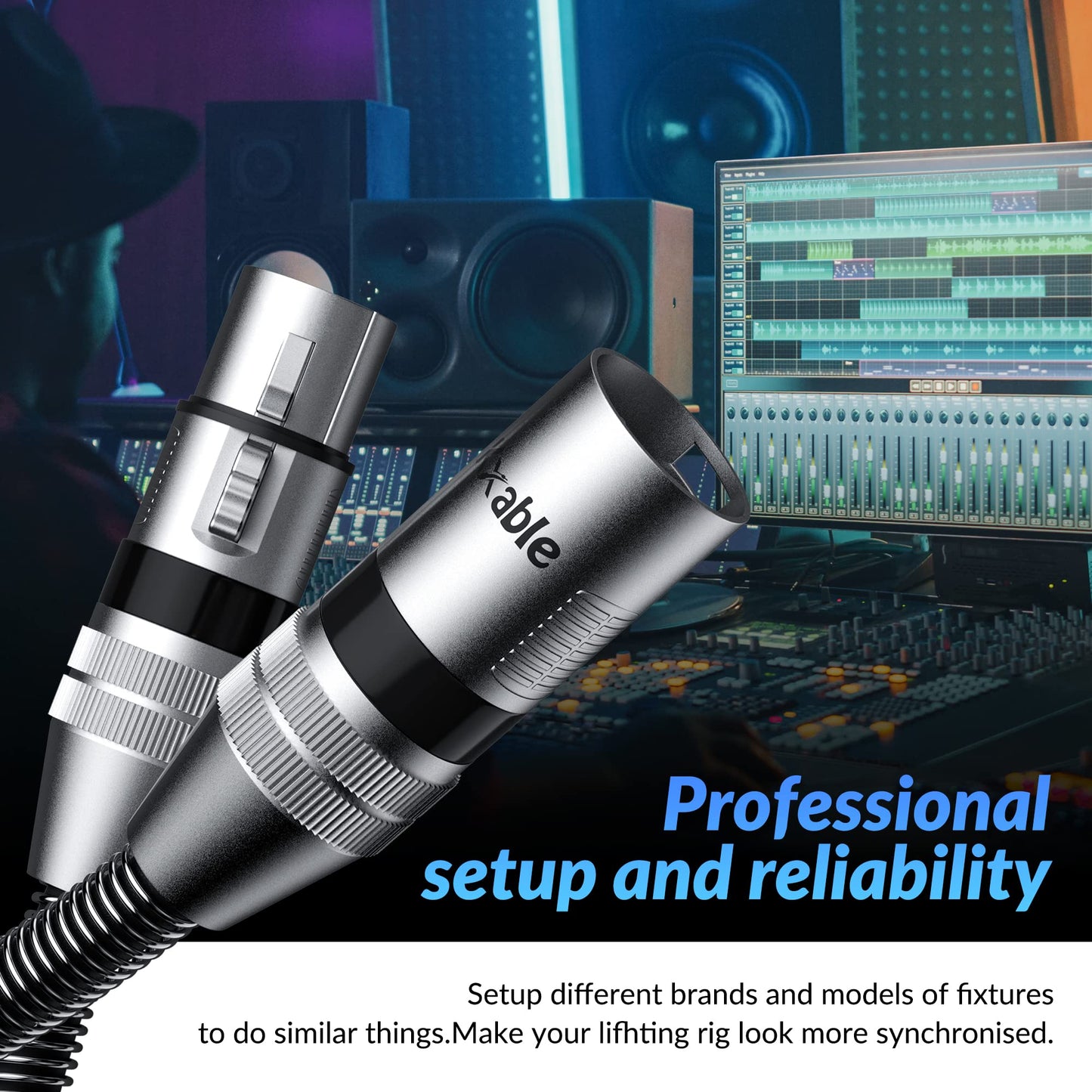 Kxable XLR Microphone Cable 40FT, XLR Male to Female Balanced Mic Cable, 3-Pin Shielded Speaker Cord, Zinc Alloy Connectors, Premium 22AWG Pure Copper, Metal Spring SR, Recording Studio, Podcast