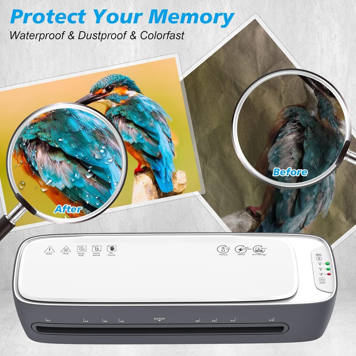 Laminator Machine and Sheets 13-Inch, Laminating Machine 11x17 Cold Thermal Laminator, 9 in 1 Lamination Machine 60s Warm-Up No Jam, Laminate Machine for Home/School/Office use