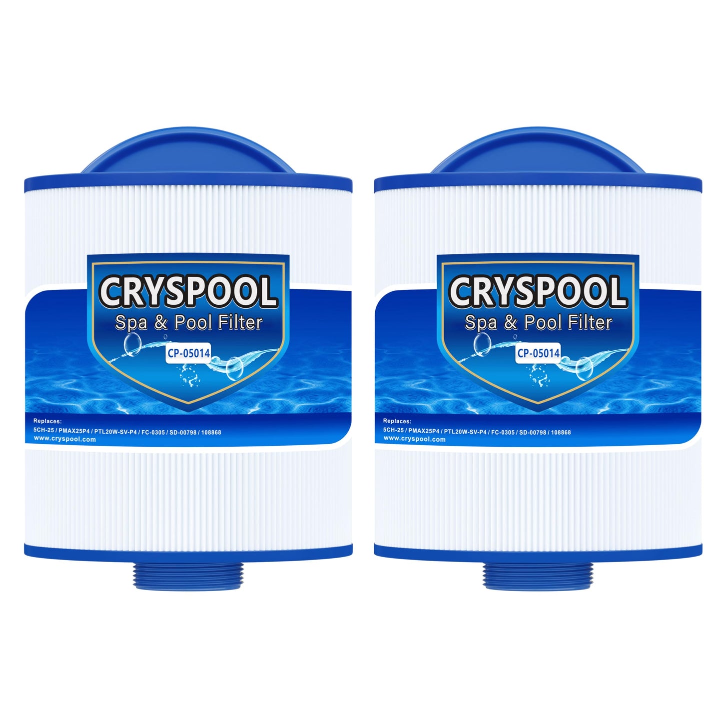 Cryspool 05014 Filter Compatible with 5CH-25, PMAX25P4, PTL20W-SV-P4, 108868, SD-00798, 25 Sq. Ft Spa Filter Cartridge, 2 Pack