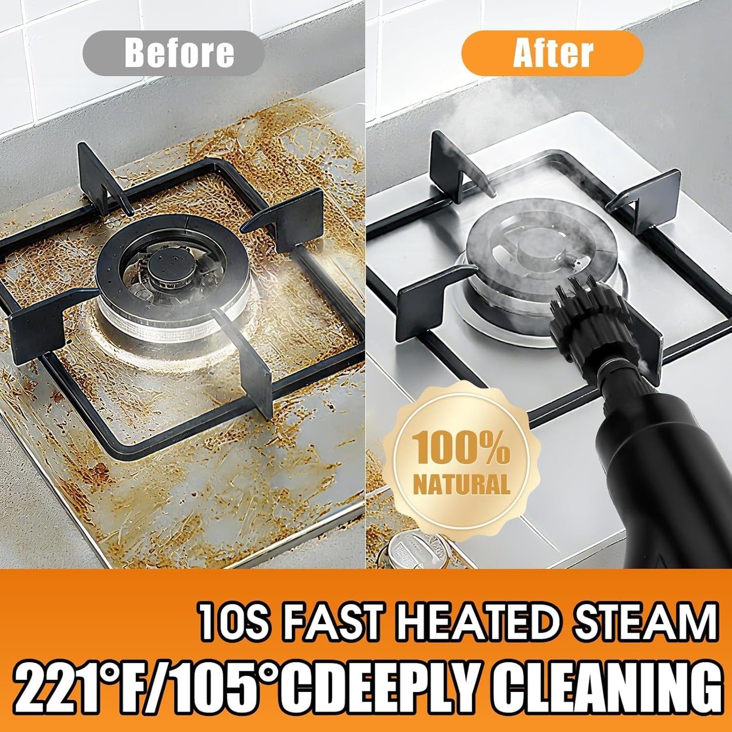 NEWBUY Steam Cleaner, Portable Handheld Steamer for Cleaning 6-Level Adjustable 2500W 40oz Water Tank Capacity for Home, Car, Bathroom, Kitchen, Tile, Grout