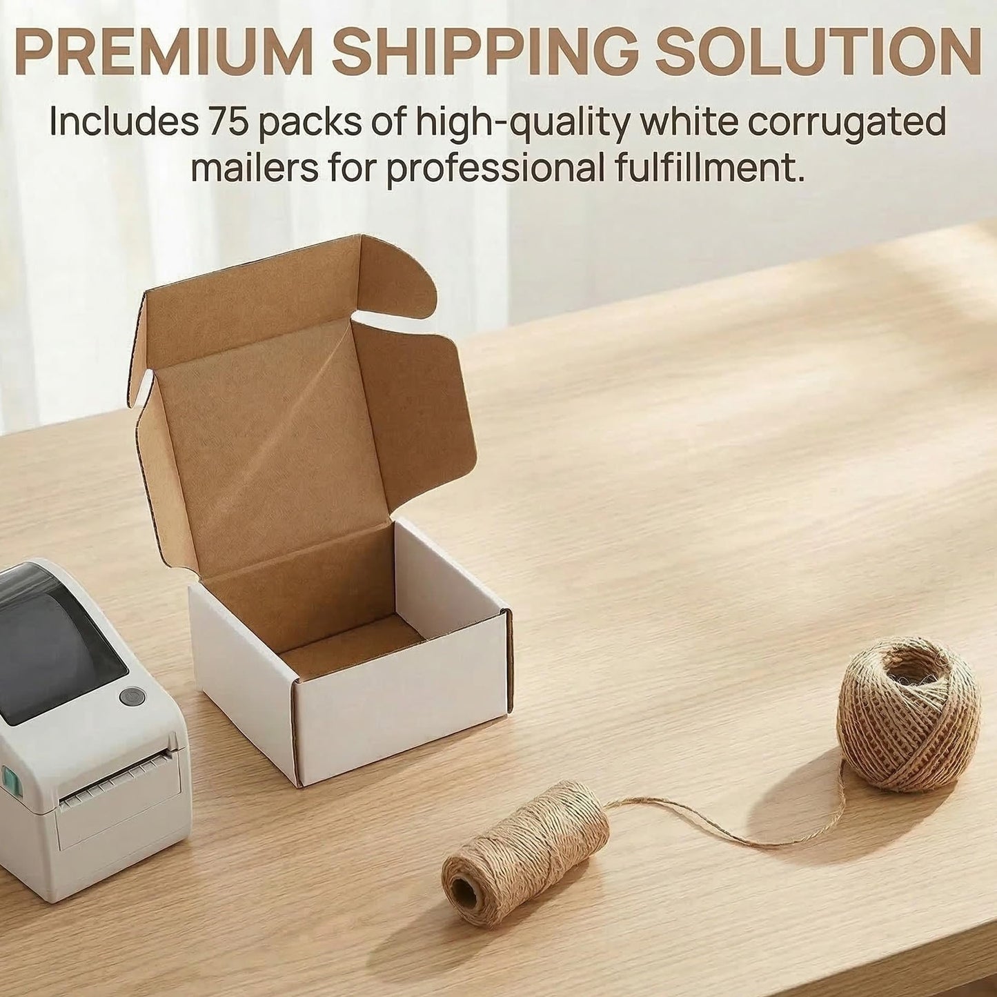 Cedilis 75 Pack Corrugated Mailer, 4x4x2 Inches Shipping Boxes, Small Cardboard Box for Shipping Mailing and Storing, Recyclable, Crush Proof, Oyster White