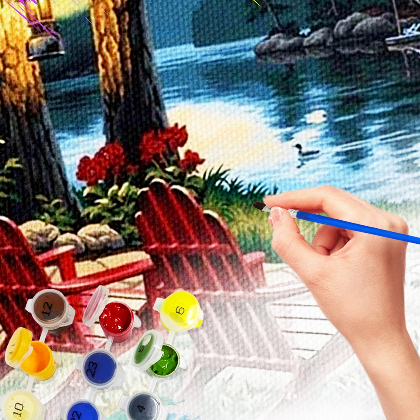 6 Pack Paint by Number for Adult Kits, JATOK 6 Sets Independent of Pigments DIY Landscape Oil Painting by Number Kits on Canvas for Adults Beginners for Home Wall Decoration 12 x 16in/30x40cm,Independent packaging Without Frames