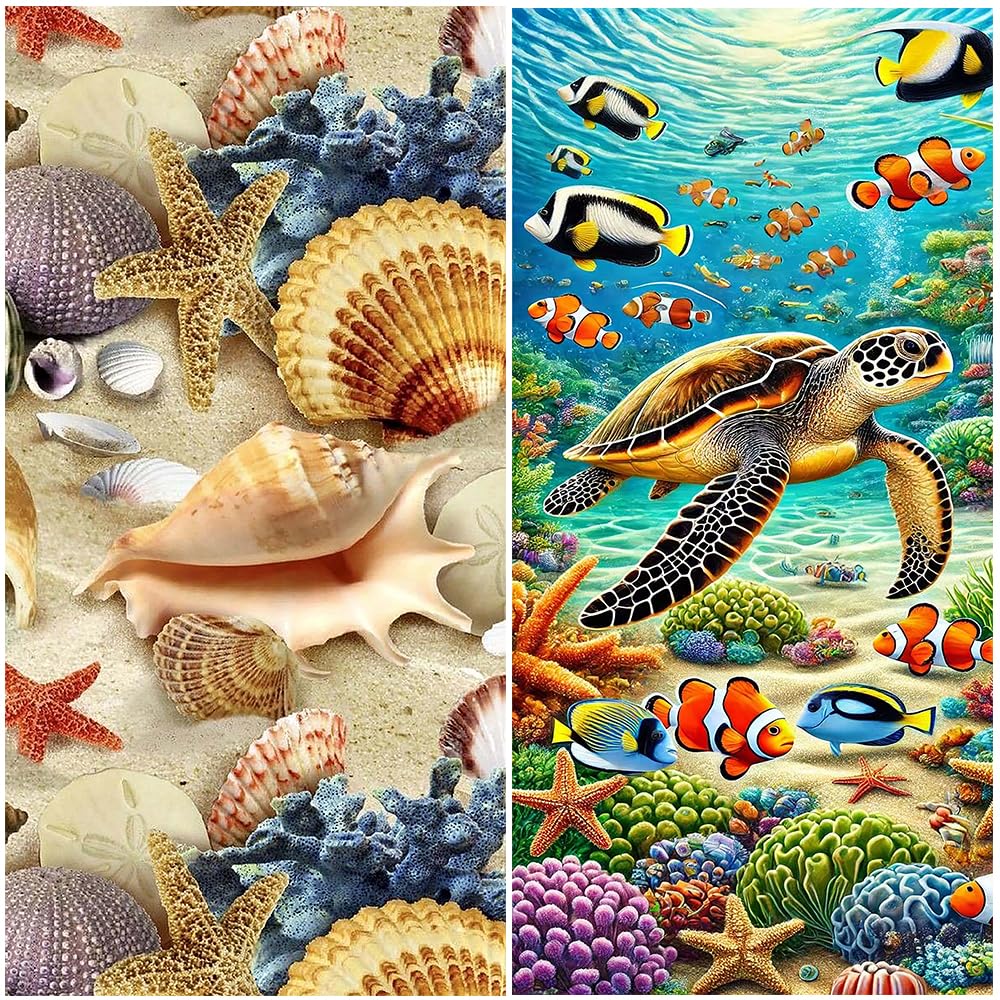 2 Pcs Microfiber Beach Towel Lightweight Sand Free Quick Dry Serviette de Plage Towels for Swimming Pool Camping 71''X32'' Beach Accessories Travel Things for Women Men Vacation Essentials Gift Turtle