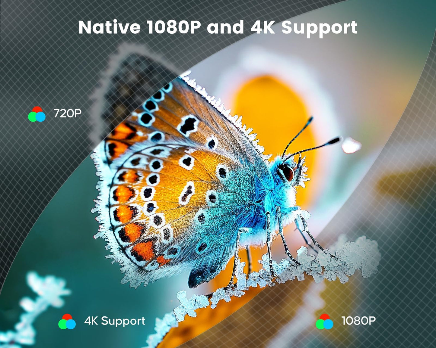 【4K Supported】 Mini Projector 4K with WiFi6 and Bluetooth5.2, Native 1080P Mini Portable Projector with 270° Rotation, Home Movie Projector with 【Auto Keystone】 for HDMI, USB, TV Stick, PS5