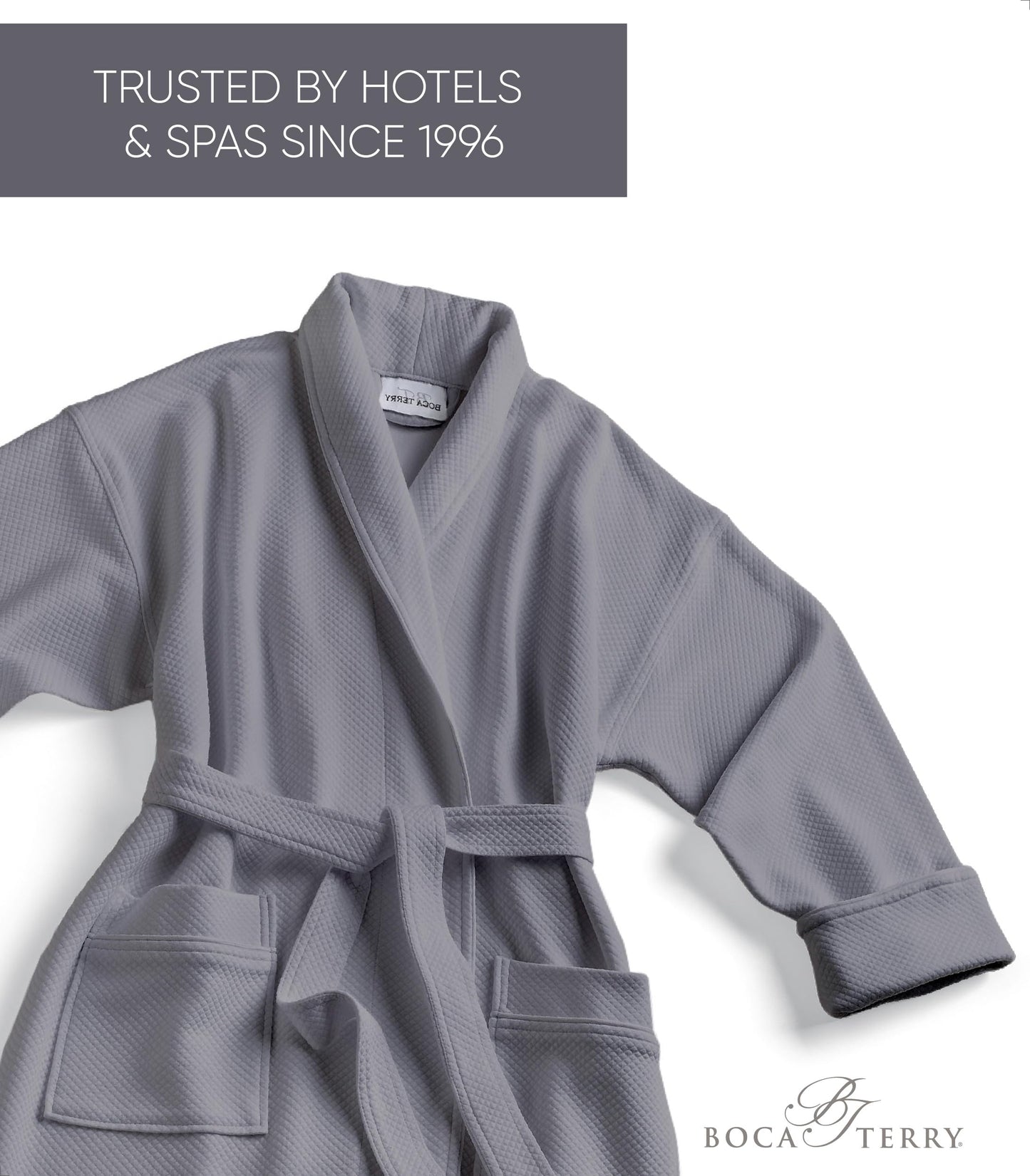 Boca Terry Mens Soft Waffle Knit Robe - Long Spa, Resort & Hotel Bathrobe for Men - Luxury Bath Robe