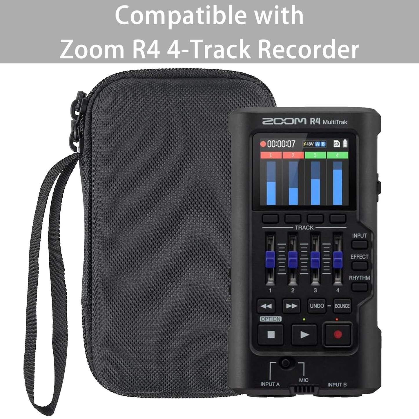 co2CREA Hard Case Compatible with Zoom R4 MultiTrak handheld 4-Track Recorder, Case Only