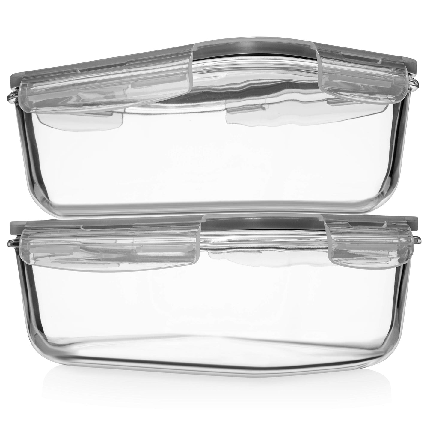 Razab 8 Cups / 63 Oz 2 Pack Large Glass Container Food Storage with Lids - Leakproof, BPA-Free Large Glass Meal Prep Container Ideal for Roasting Turkey, Store Leftover - Microwave & Oven Safe