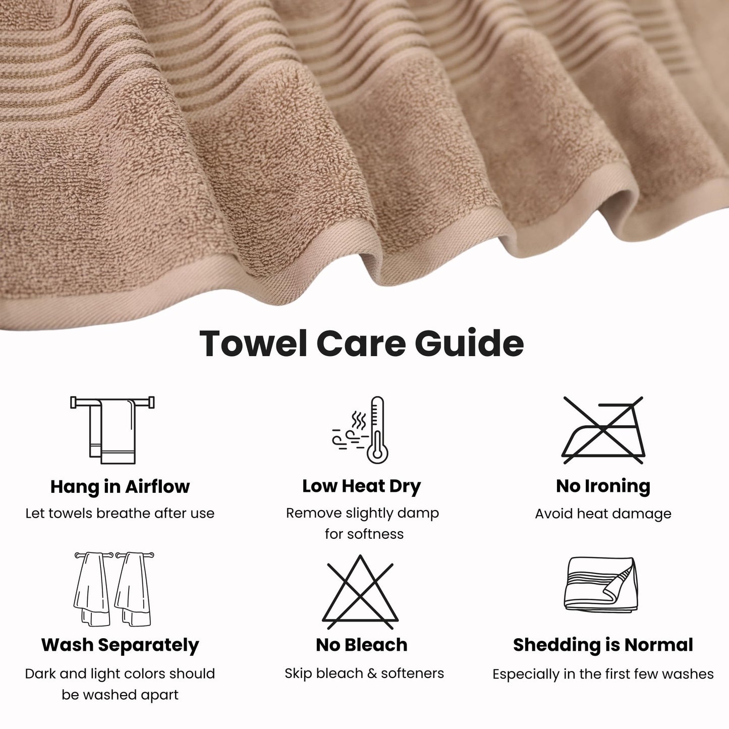 CasaFlow Luxury Bath Towels, 27 x 54 Inch, Set of 4 – 100% Ring Spun Cotton, 550 GSM, Ultra Soft & Highly Absorbent, Quick Dry, Double Stitched – Beige