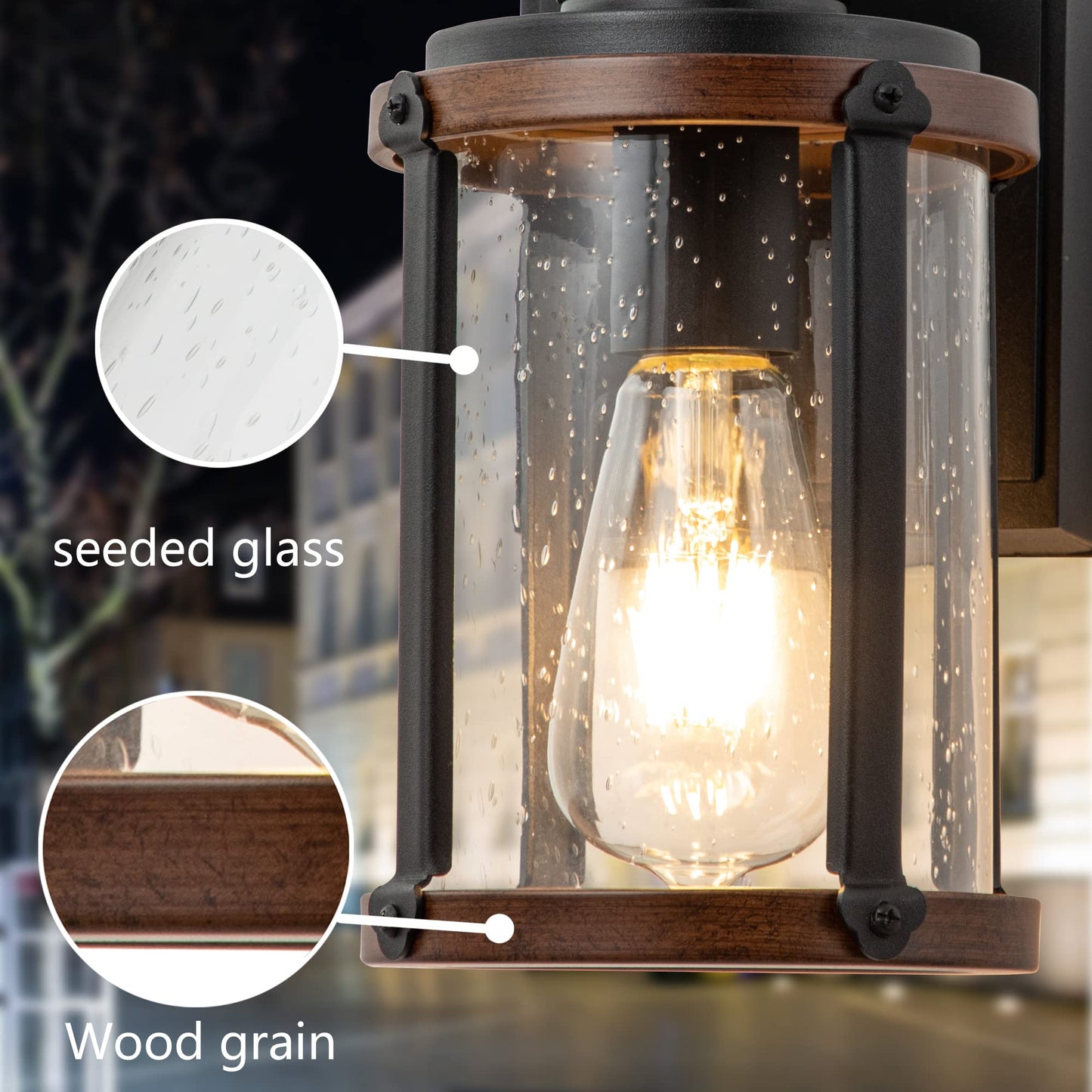 OUPAVOCS Outdoor Wall Lights for House, 3 Modes Motion Sensor Porch Lights Wall Mount, Black Dusk to Dawn Exterior Light Fixture, Outside Wall Sconce for Garage, Patio, 2-Pack(Bulb Included)