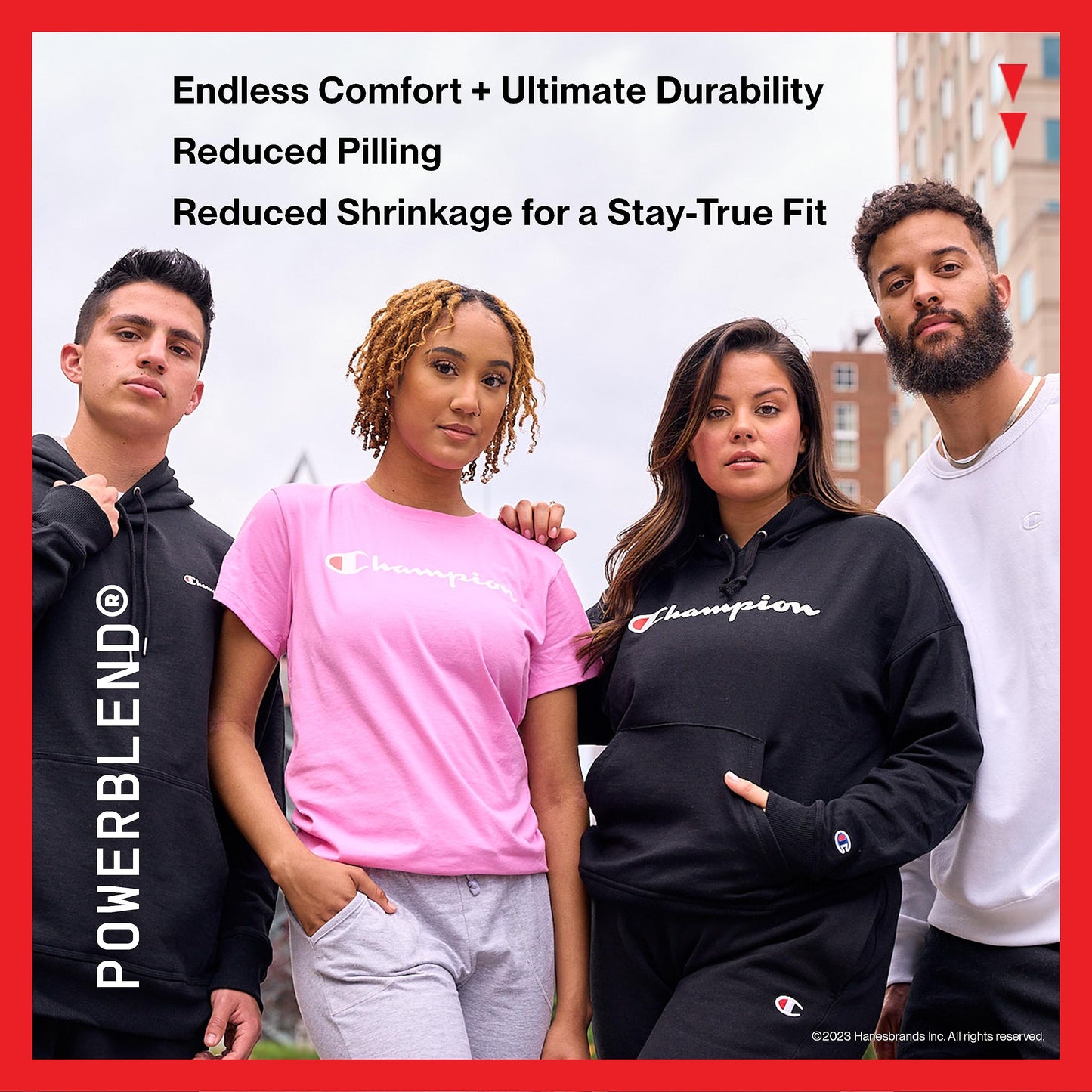 Champion, Powerblend, Fleece Crewneck, Warm Sweatshirt for Women (Plus, Chantilly Pink Script, X-Large