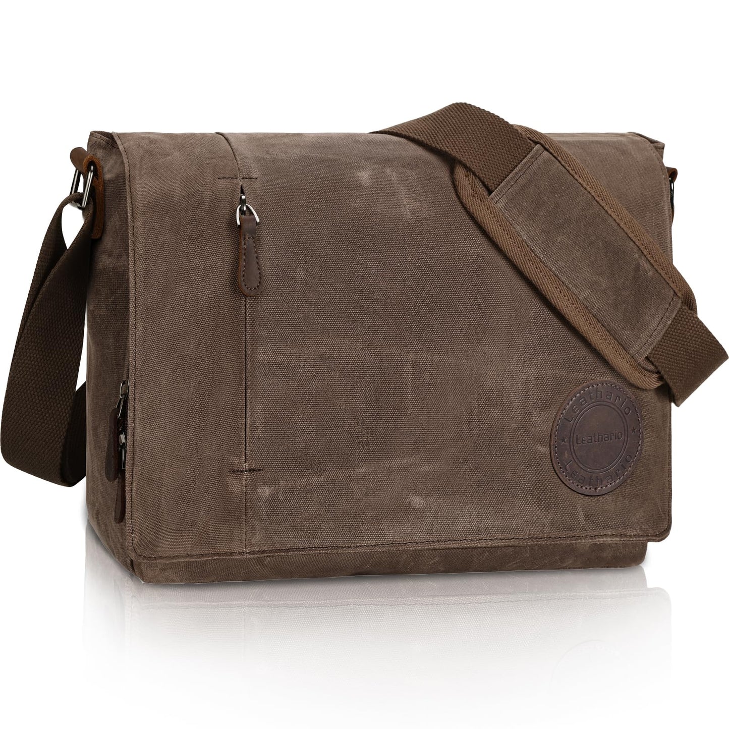 Leathario Messenger Bag, 13 14 15.6 inch Laptop Bags, Lightweight Crossbody Bag, Computer Shoulder Bag for Men Women, Waxed Canvas