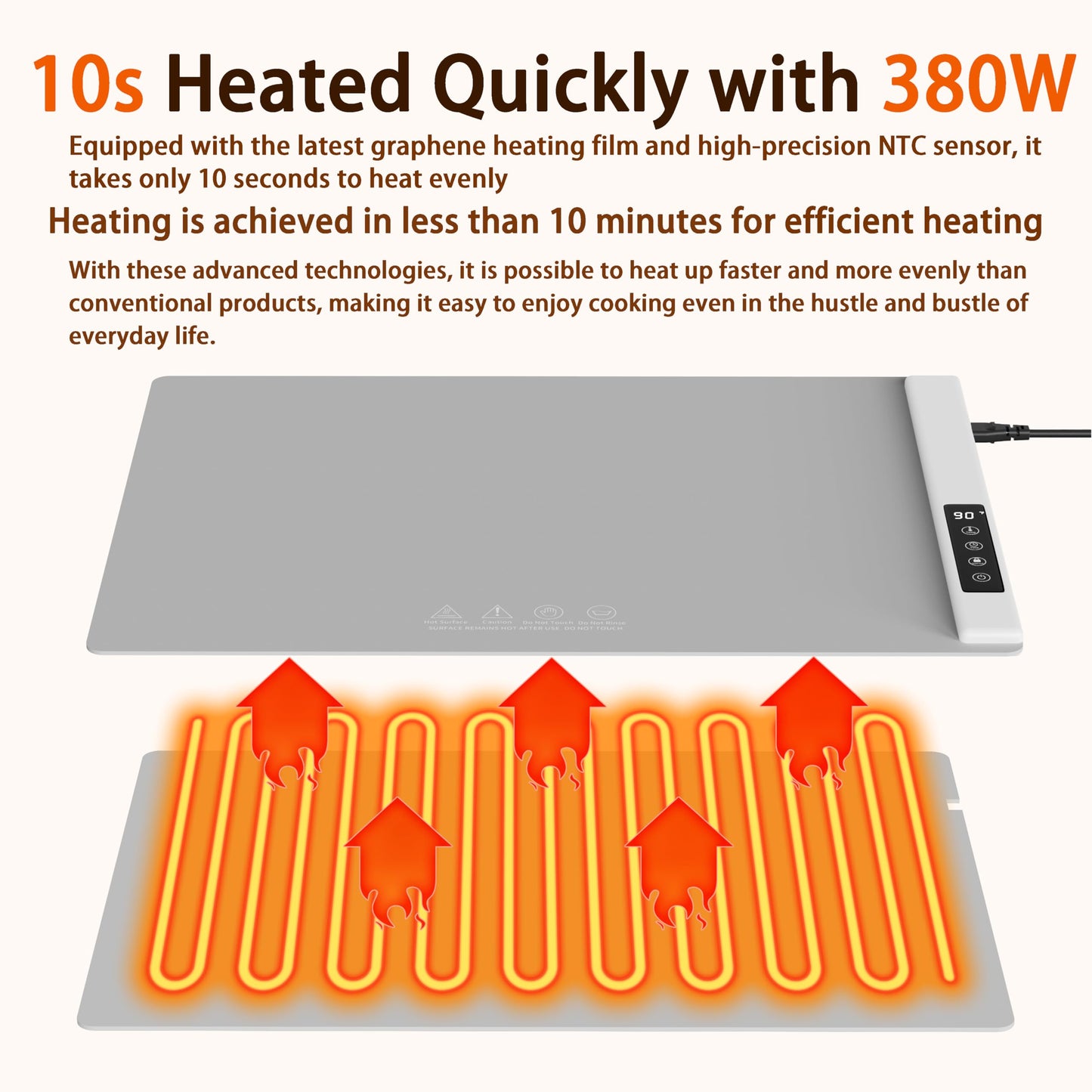 Food Warming Mats for Countertop with 4 Adjustable Temperature, Food Warmer for Buffet with Graphene Thermal Conductive, Roll up Hot Plate (23" x 15.8") for Restaurants, House Parties, Grey